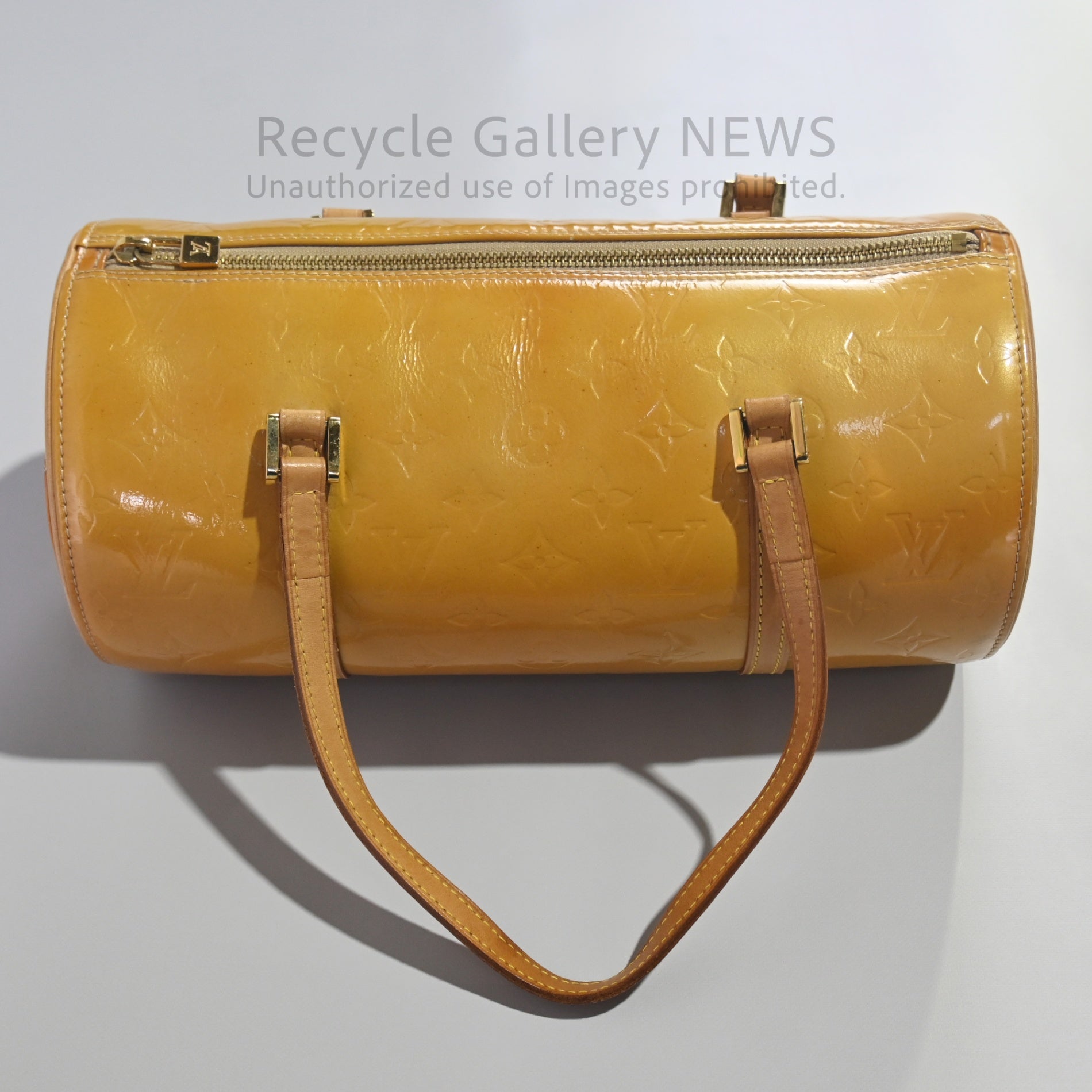 Louis Vuitton Vernis Bedford Barrel Hand Bag Patent Leather Yellow Monogram / ルイヴィトン ヴェルニ ベッドフォード イエロー エナメル バレル ハンドバッグ モノグラム