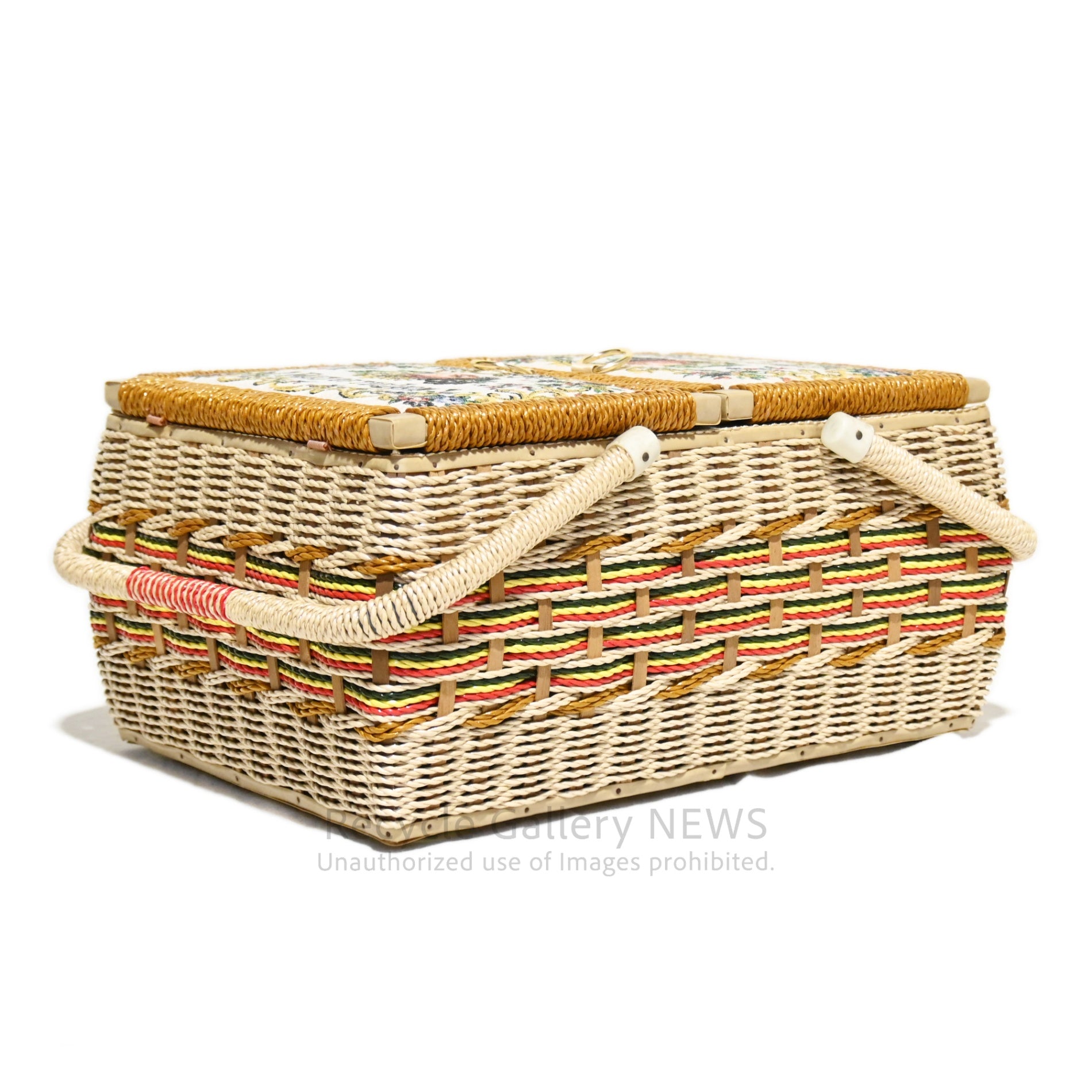 FRUIT OF THE ROOM Sewing Basket Box Retro Embroidery Vintage Unused / フルーツ・オブ・ザ・ルーム 裁縫箱 ソーイングバスケット レトロ 刺繍 ヴィンテージ 未使用 新古品