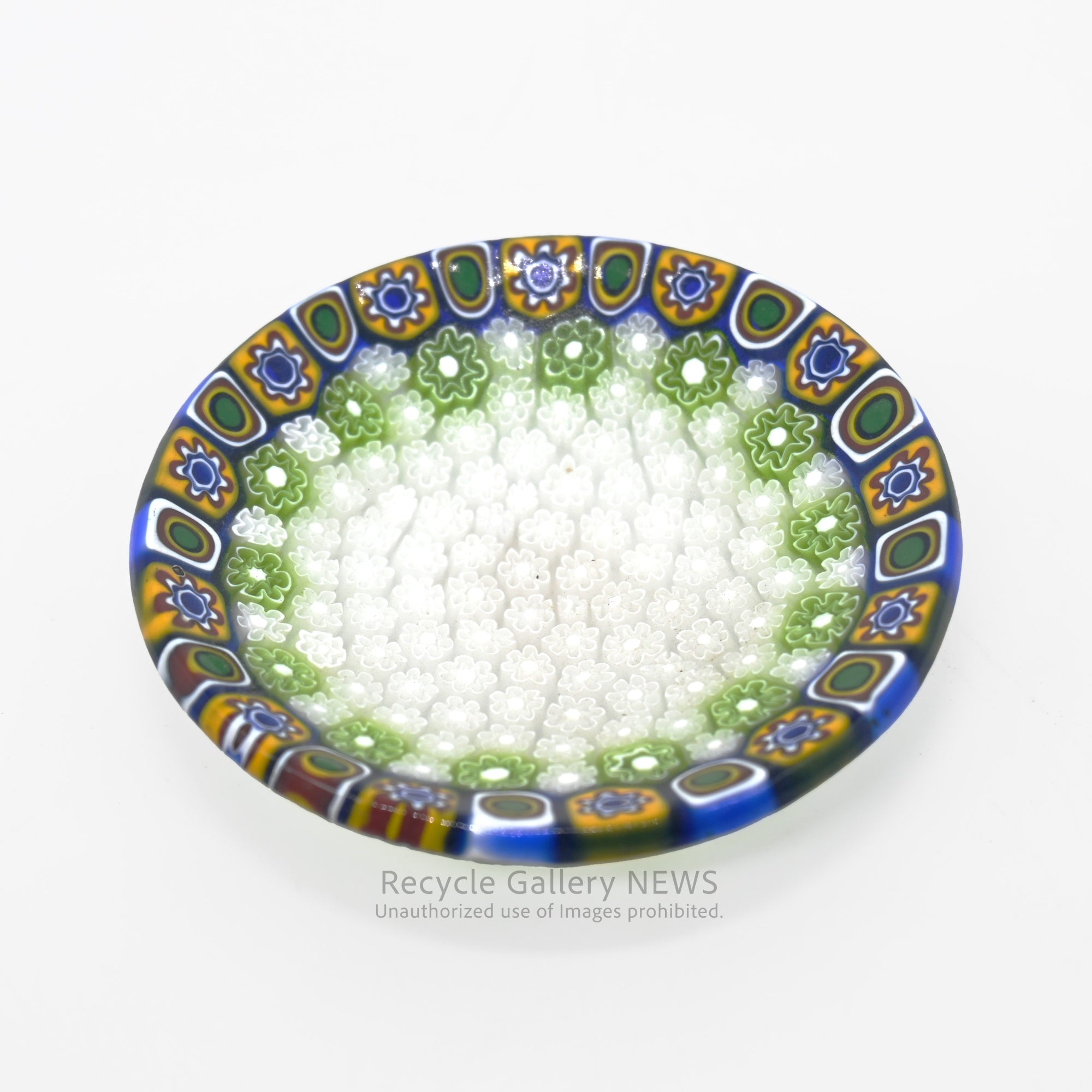 Venezian glass Millefiori Glass Plate Italia Artisan Craftsmanship Floral Pattern / ヴェネチアンガラス ミルフィオリ ガラスプレート 小皿 イタリア クラフトマンシップ 花柄