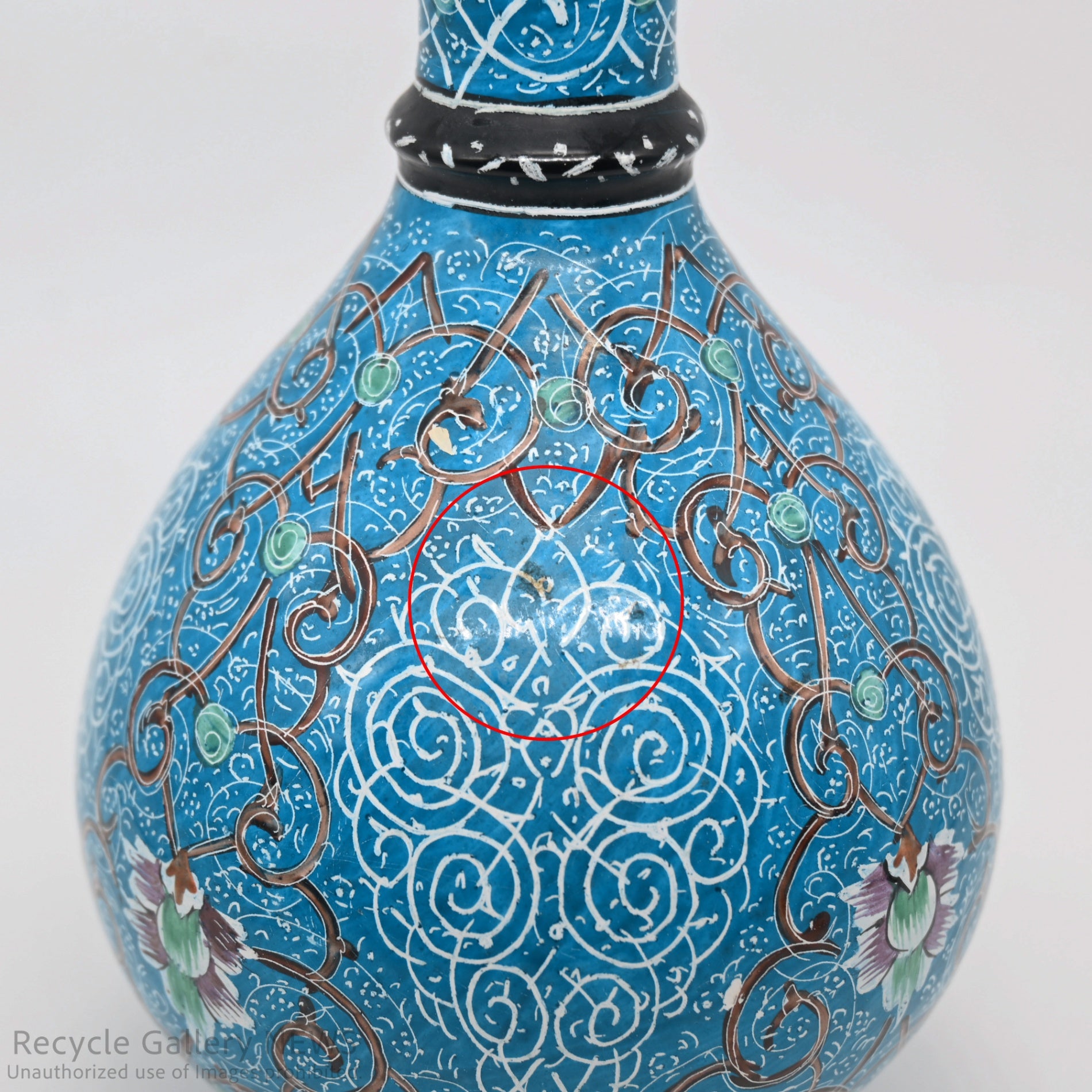Vintage Oriental Floral Cloisonné Style Bud Vase Blue / 七宝風 唐草文様 花瓶 一輪挿し ターコイズブルー 青 オリエンタル アジアン