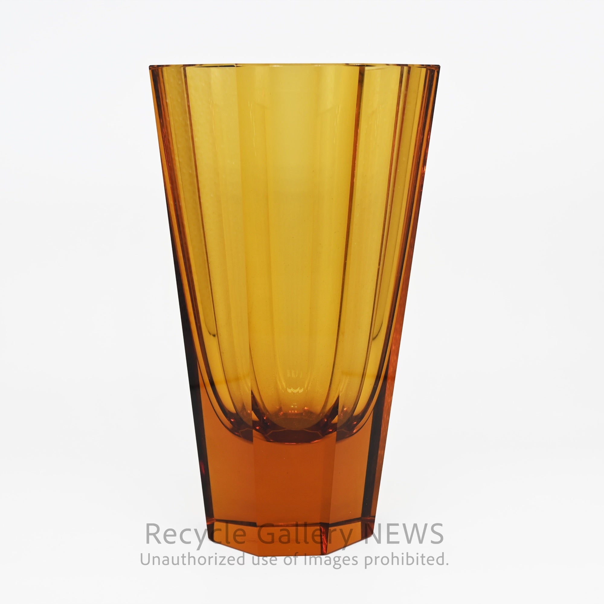 MOSER Czech Amber Potash Glass Flower Vase Artisan Craftsmanship / モーゼル ガラスフラワーベース アンバー チェコ カリガラス 花瓶 クラフツマンシップ