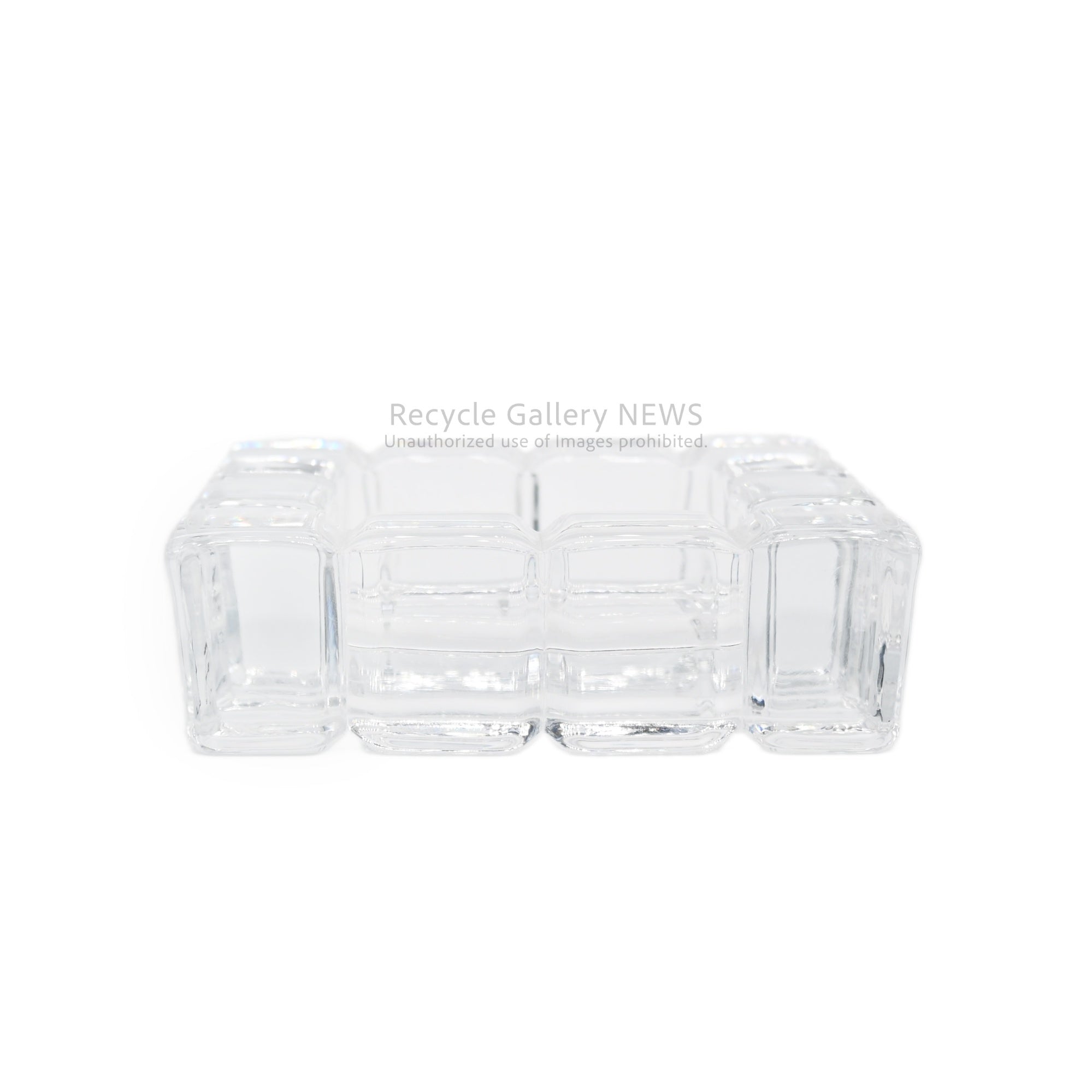 Art Déco Crystal Cube Tray Ashtray Decorative Object Retro Modern / クリスタル キューブ トレイ ガラス クリア 小物入れ 灰皿 オブジェ レトロモダン アール・デコ