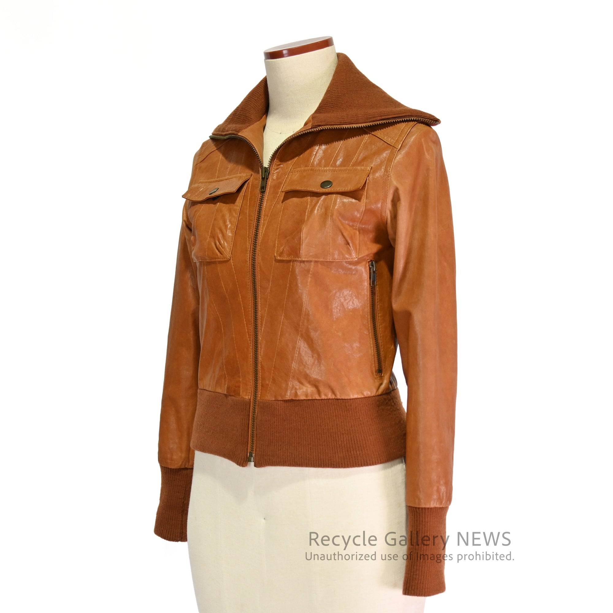 AG by aquagirl Lamb Leather Jacket Orange Brown / アクアガール 羊革 レザージャケット オレンジブラウン
