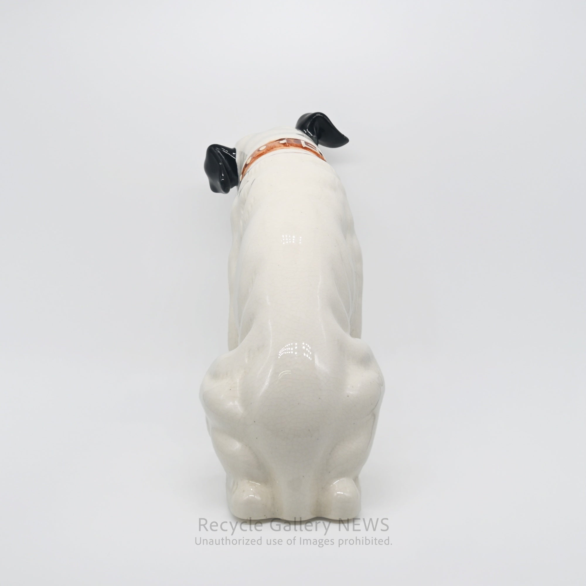 His Master's Voice "Nipper" Vintage Ceramic Dog Figurine Ornament Victor White / 『主人の声』ビクター犬 ニッパー 陶器フィギュリン オブジェ 犬の置物 オーディオ レトロ 白