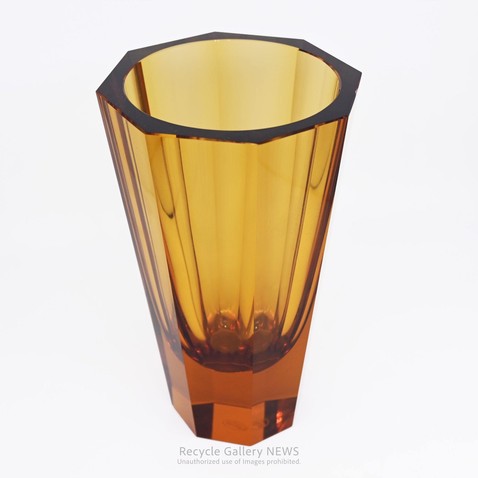 MOSER Czech Amber Potash Glass Flower Vase Artisan Craftsmanship / モーゼル ガラスフラワーベース アンバー チェコ カリガラス 花瓶 クラフツマンシップ
