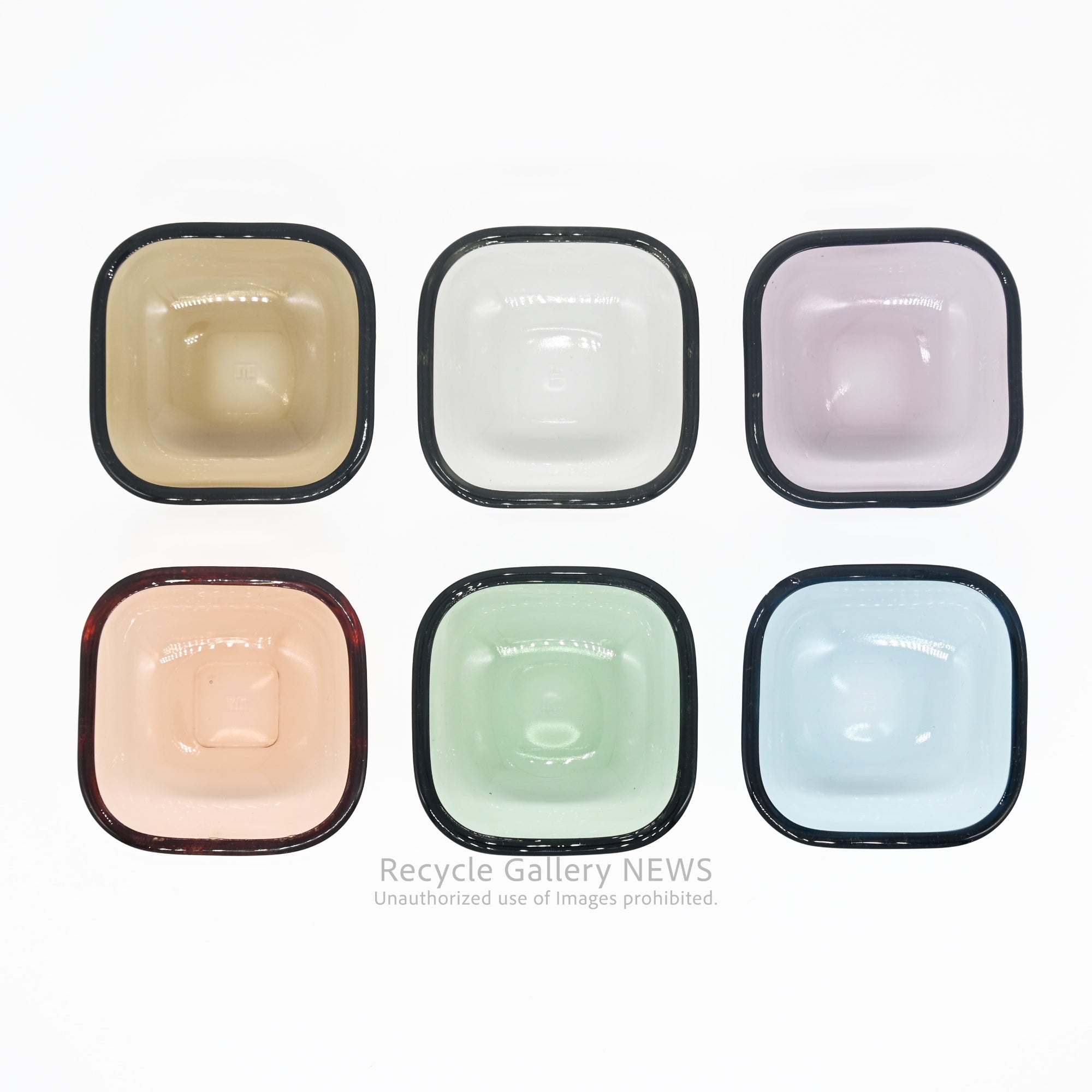 Rare Hoya Glass "Starting Unit series" Set of 6 Plates Japanese Tableware Showa Retro / 保谷硝子 スターティングユニット６点セット  日本 食器 昭和レトロ 希少