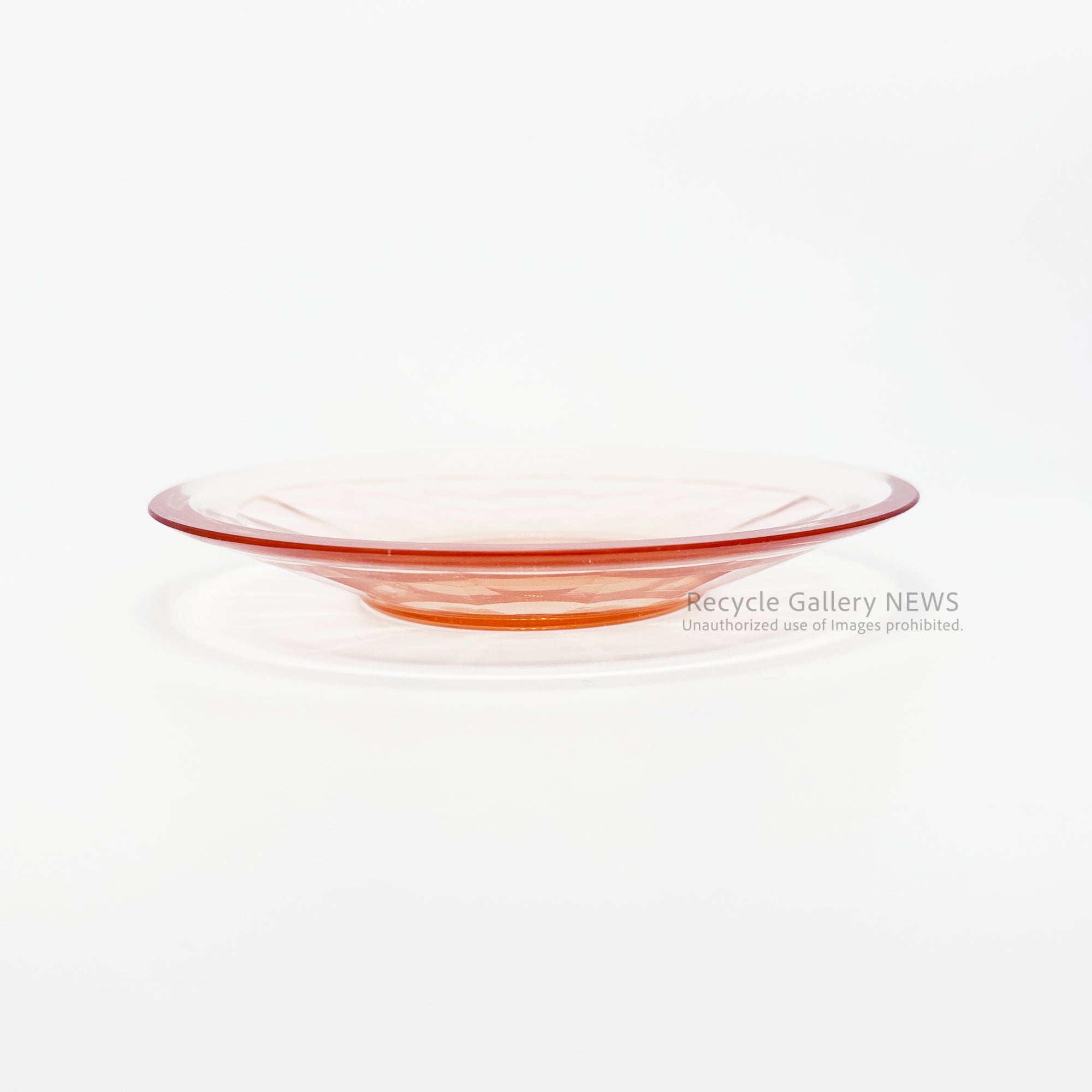 Vintage Pink Glass Cup & Saucer Set (Pair) Pressed Glass HIGH CLASS TKM TOKYO Japan / 昭和レトロ ピンクガラス C&S ペアセット 当時物 プレスガラス