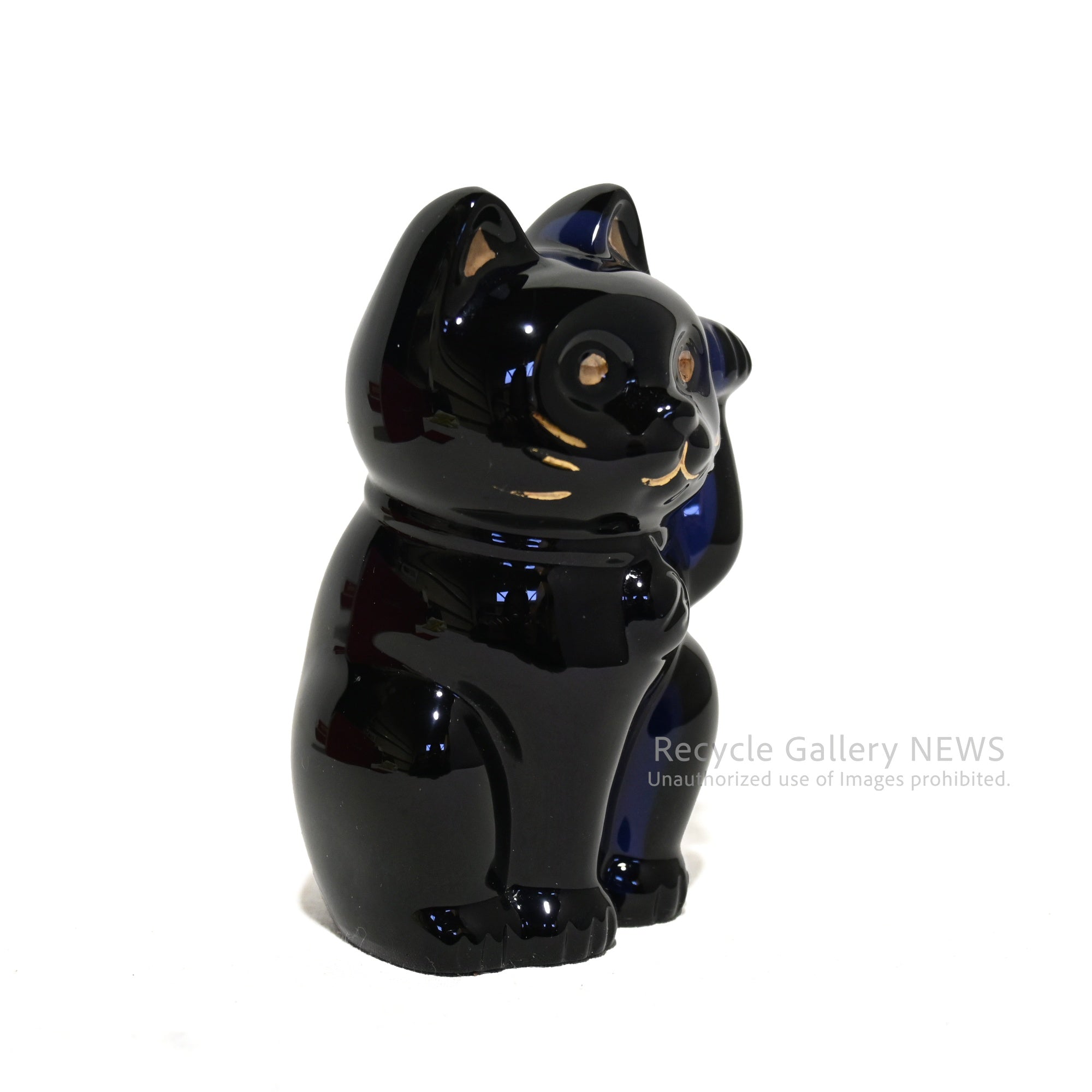 Baccarat Maneki-Neko Lucky Cat Fortune Cat Midnight blue（Blue-black) Crystal Glass / バカラ まねき猫 ミッドナイト ブルーブラック クリスタルガラス