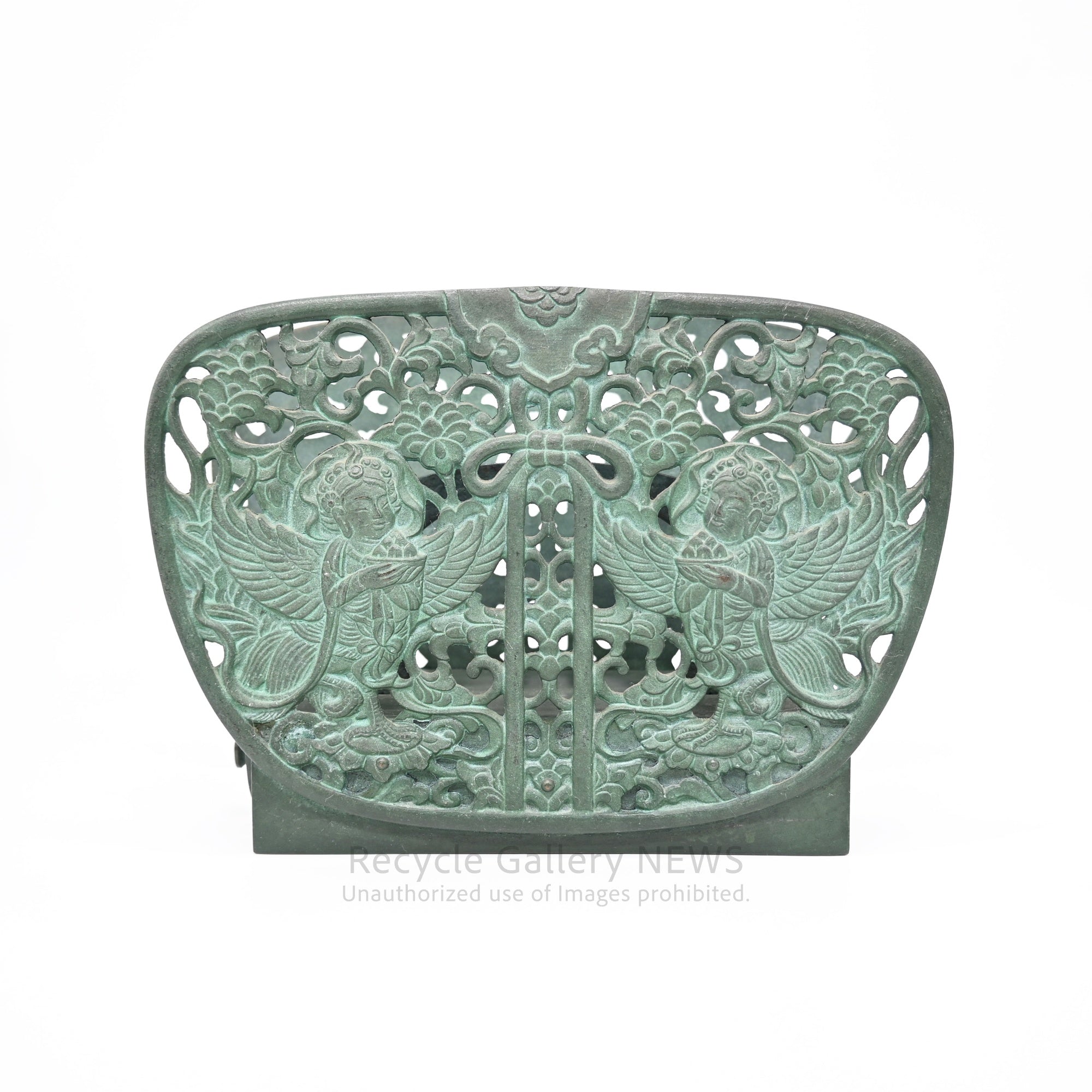 Green Bronze Ash Tray Art Object Oriental Vintage  / 青銅 灰皿 オブジェ オリエンタル ヴィンテージ 緑