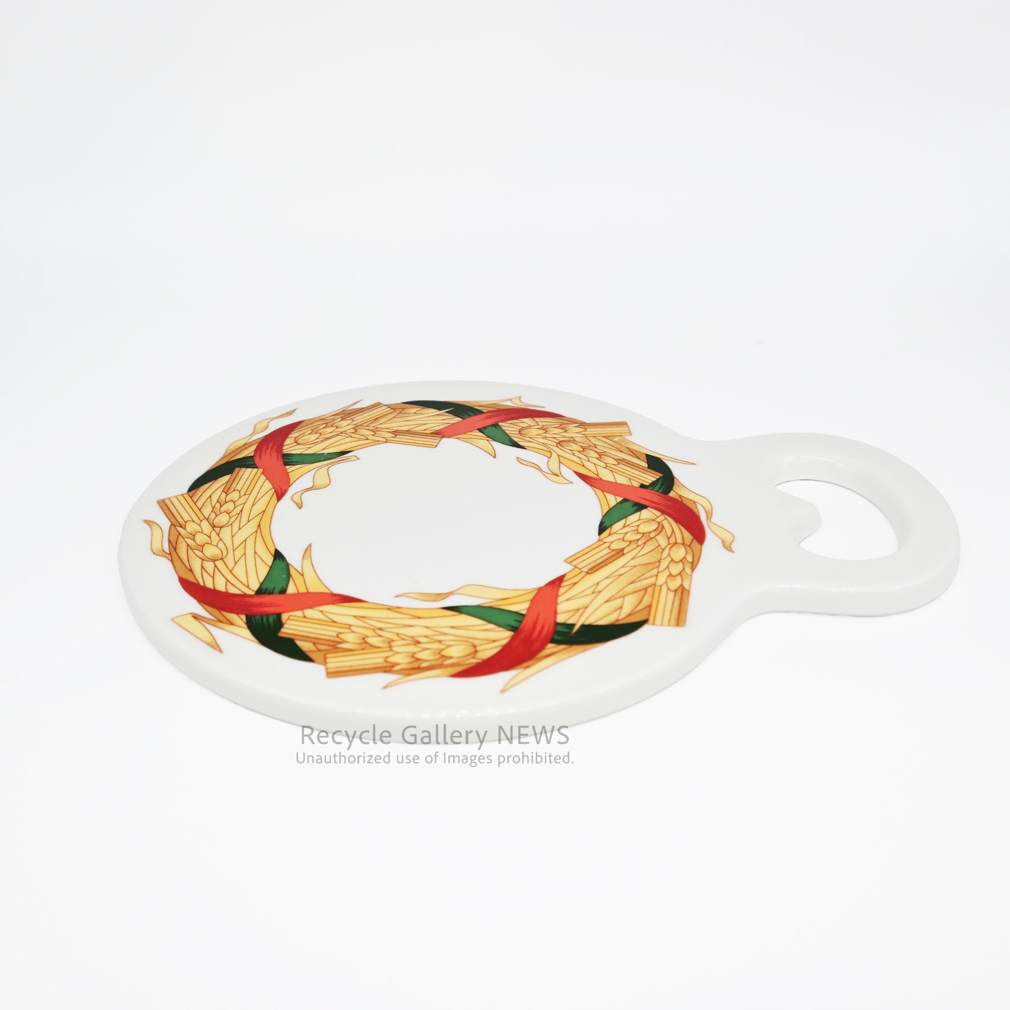 ARABIA Cutting Board with Wheat Wreath Motif Scandinavian Style Finland Rare / アラビア 麦の穂リース まな板 北欧 フィンランド 希少