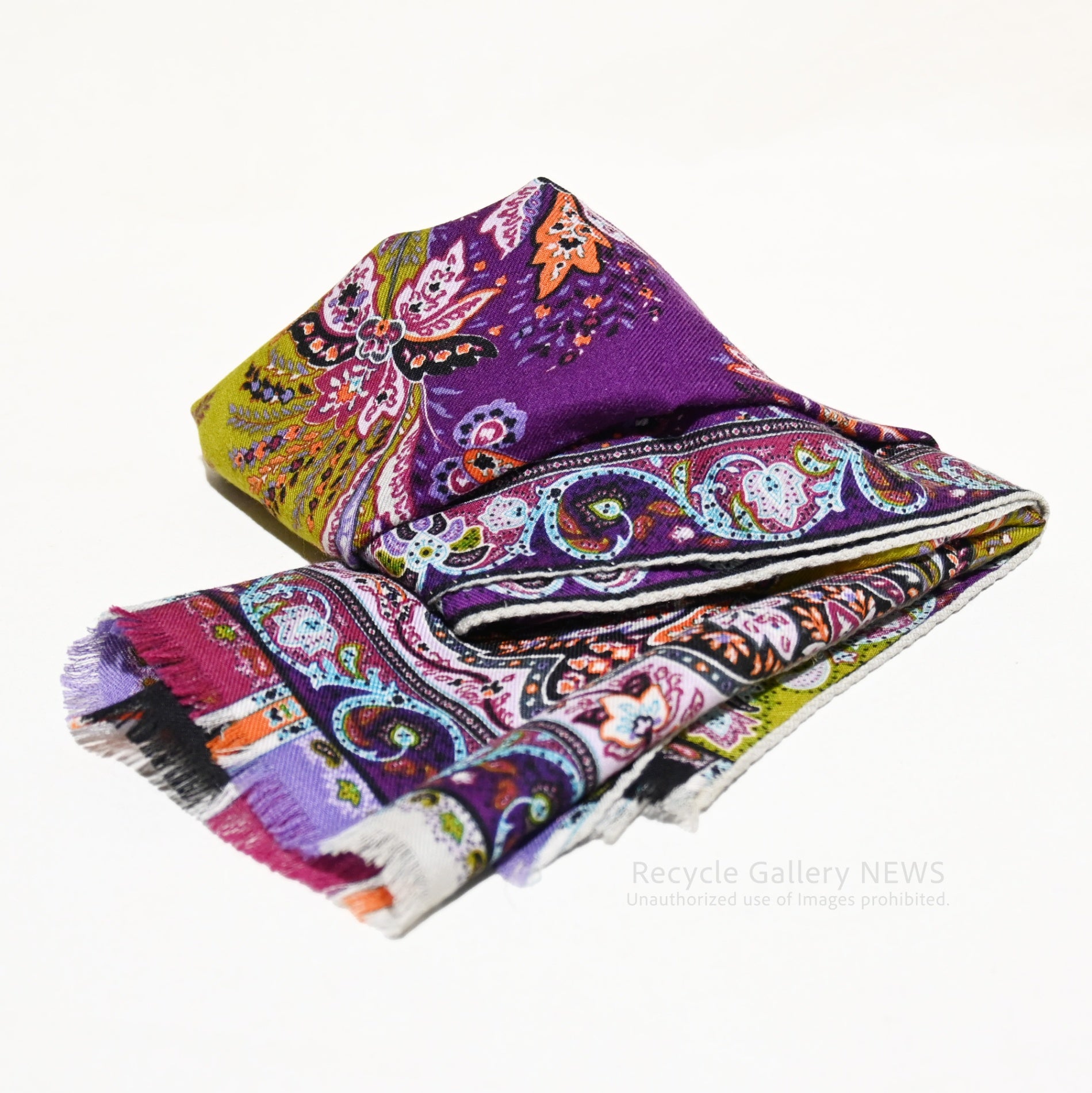 ETRO Paisley Print Silk and Cashmere Shawl Scarf Stole Italia / エトロ プリント シルク＆カシミア ショール ペイズリー柄 スカーフ ストール イタリア