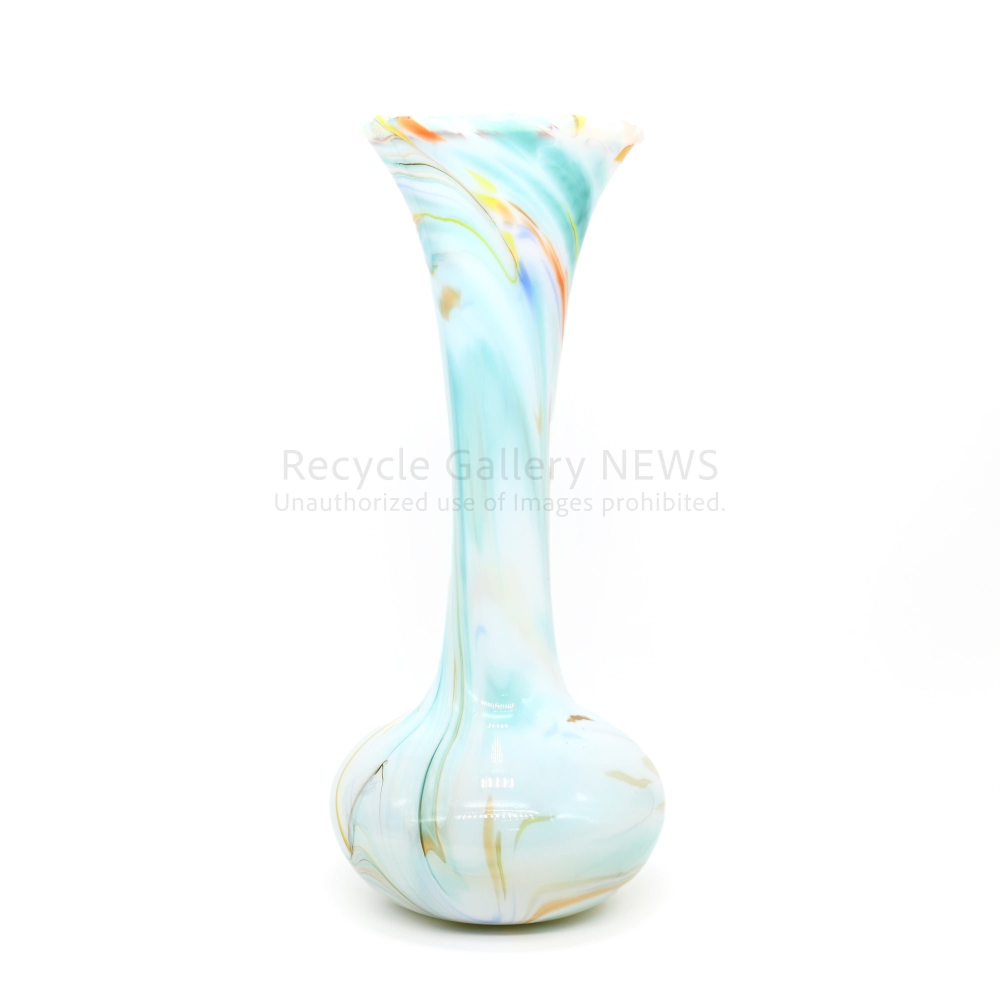 Milky Marble Glass Vase Retro Modern Art Glass / ミルキー マーブル ガラス フラワーベース 花瓶 乳白色 レトロモダン アートガラス