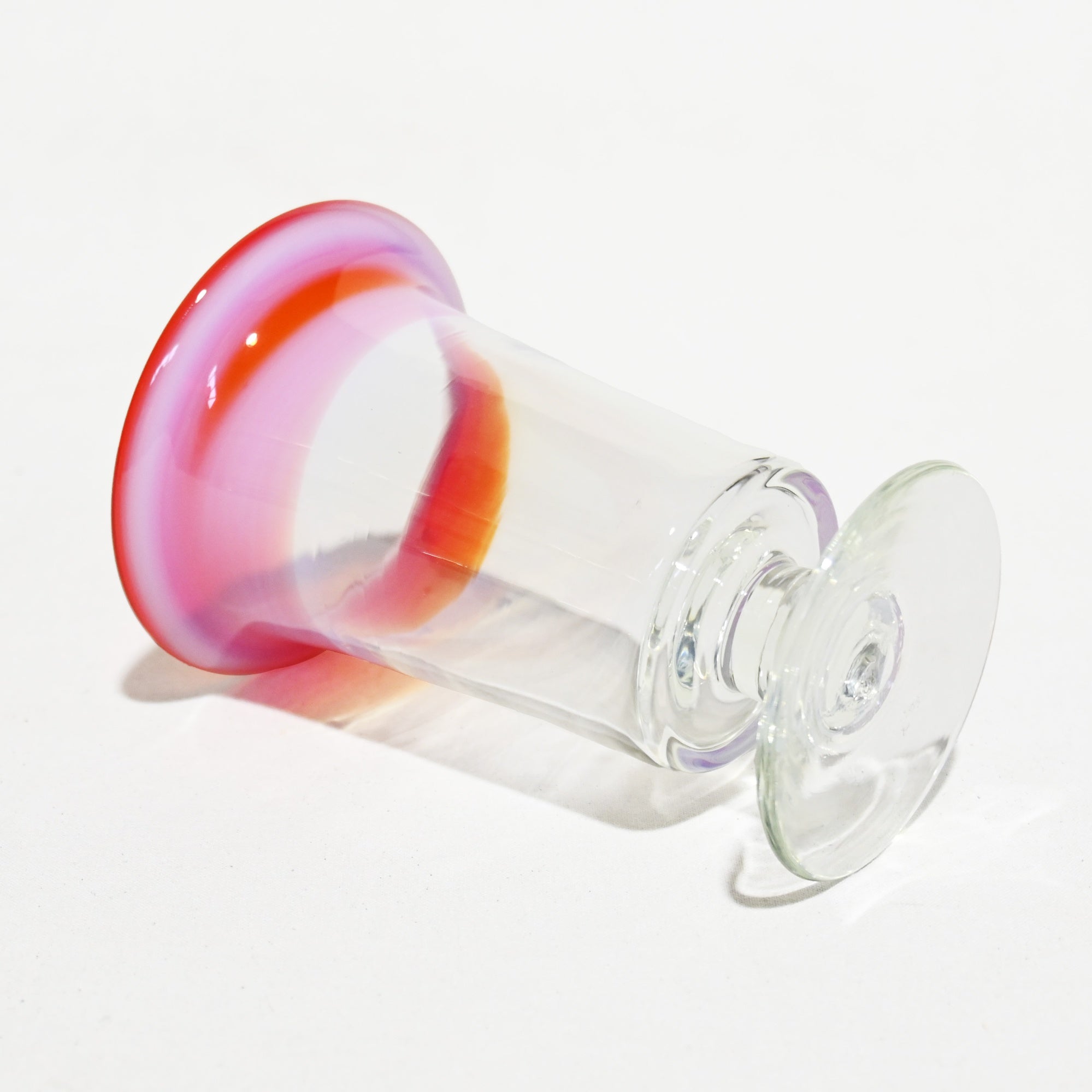 Vintage Japanese Blown Glass Vermilion Milky White Transparent Ice Cup Parfait Glass / ヴィンテージ 和ガラス 吹きガラス 朱色 乳白色 透明 氷コップ パフェグラス