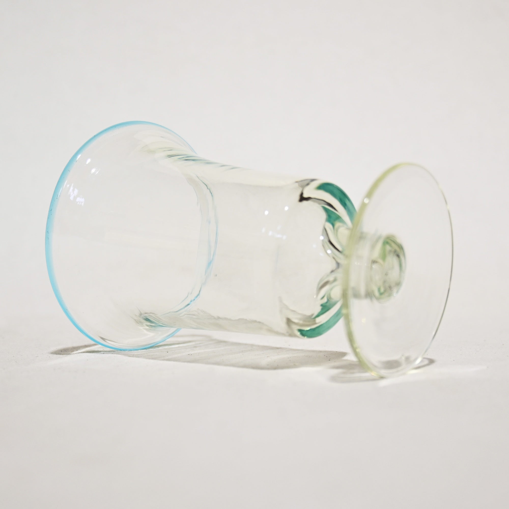 Vintage Japanese Blown glass Blue&Clear Ice Cup Parfait Glass / ヴィンテージ 和ガラス 吹きガラス 青＆透明 氷コップ パフェグラス