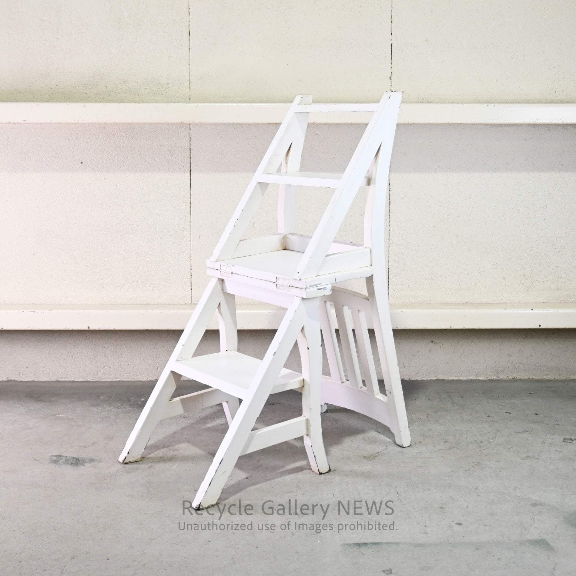 Vintage Foldable Library Step Chair White / ヴィンテージ 折りたたみ ライブラリー ステップ チェア 白