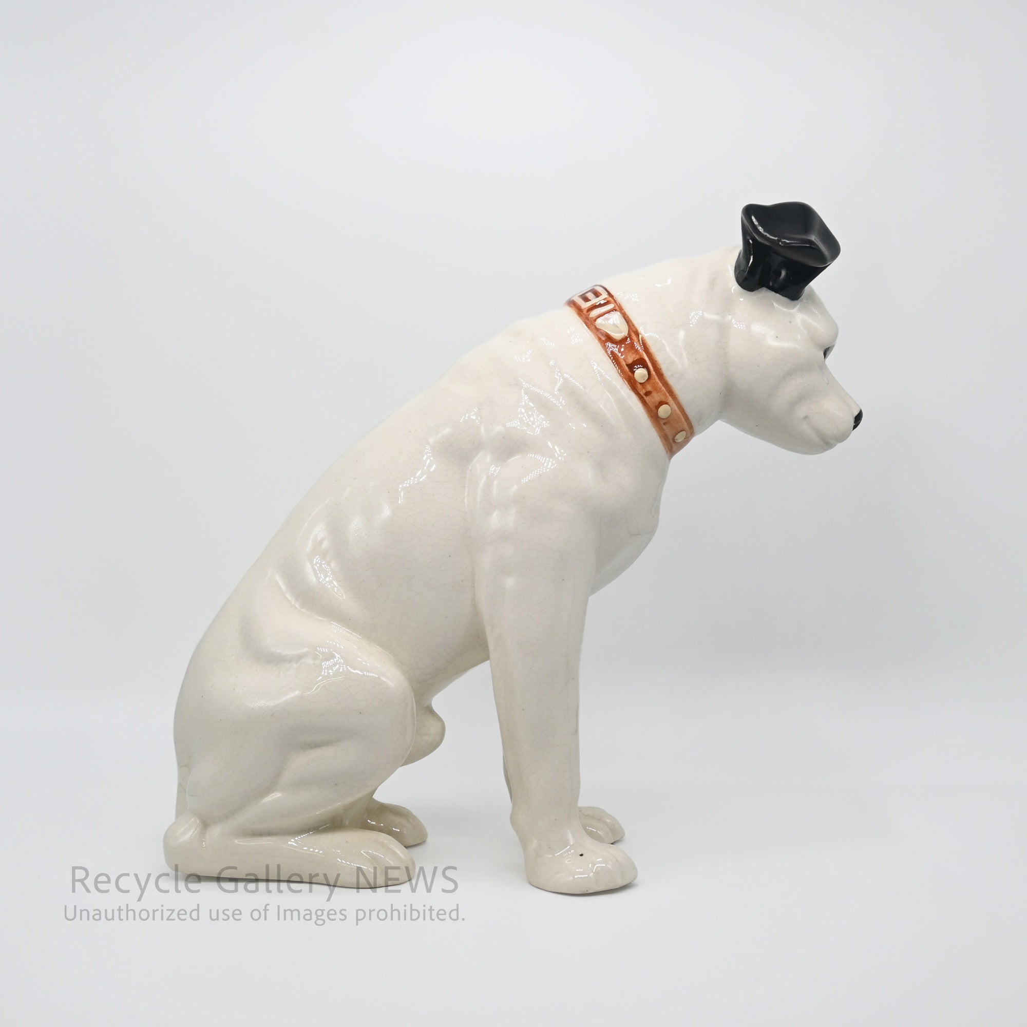 His Master's Voice "Nipper" Vintage Ceramic Dog Figurine Ornament Victor White / 『主人の声』ビクター犬 ニッパー 陶器フィギュリン オブジェ 犬の置物 オーディオ レトロ 白
