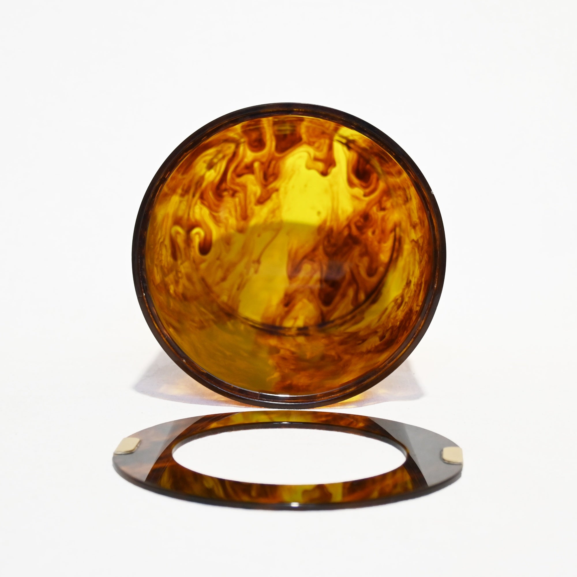 Tortoiseshell marble trash can Wastebasket Desk dustbin Cylindrical / 鼈甲風マーブル ゴミ箱 屑入れ デスク ダストボックス 筒型 卓上サイズ