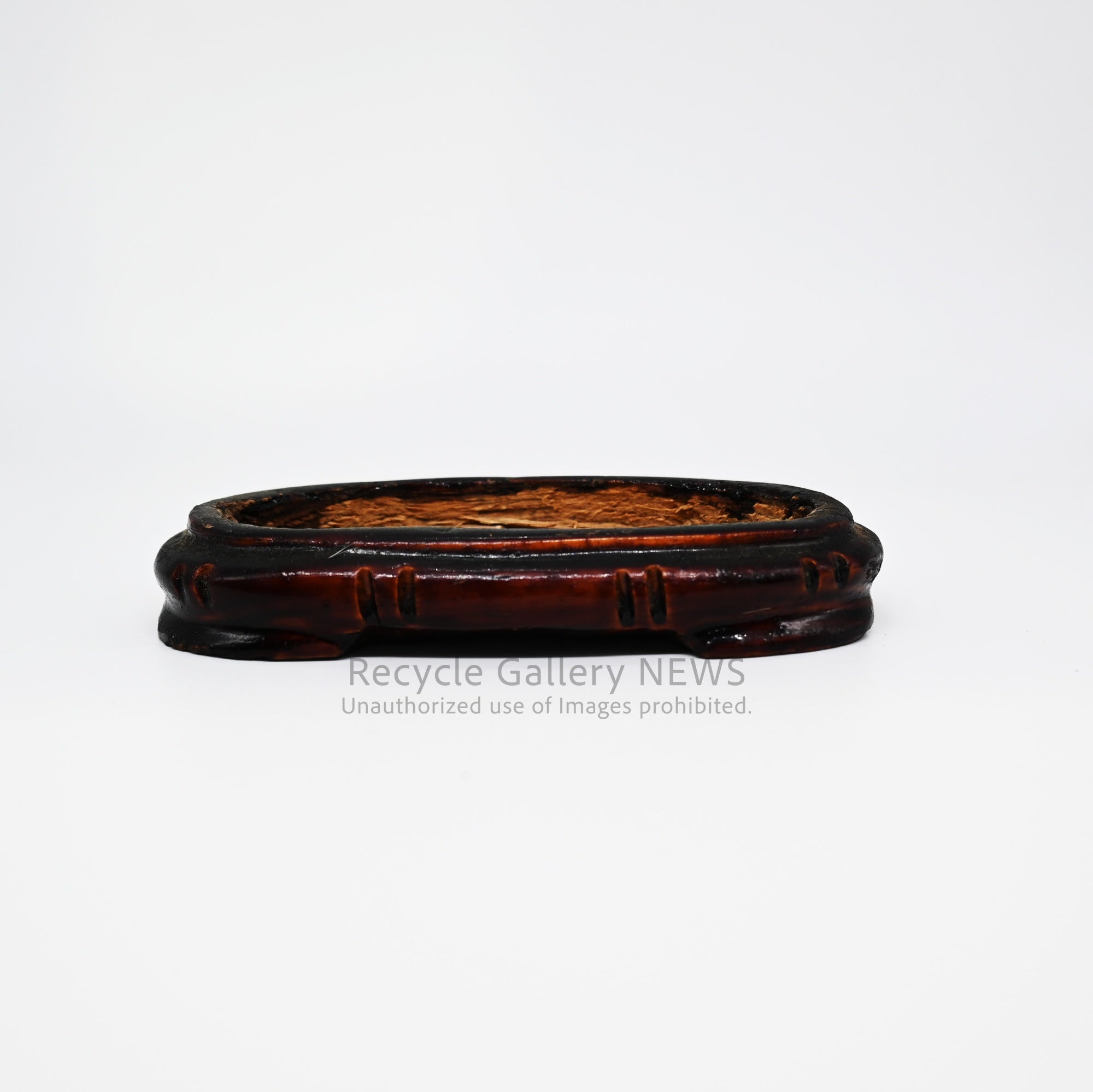 Picture Jasper Rough-textured Base Yellow Gemstone Decorative Object / 風景石 粗目台座付 黄色 天然石 置物
