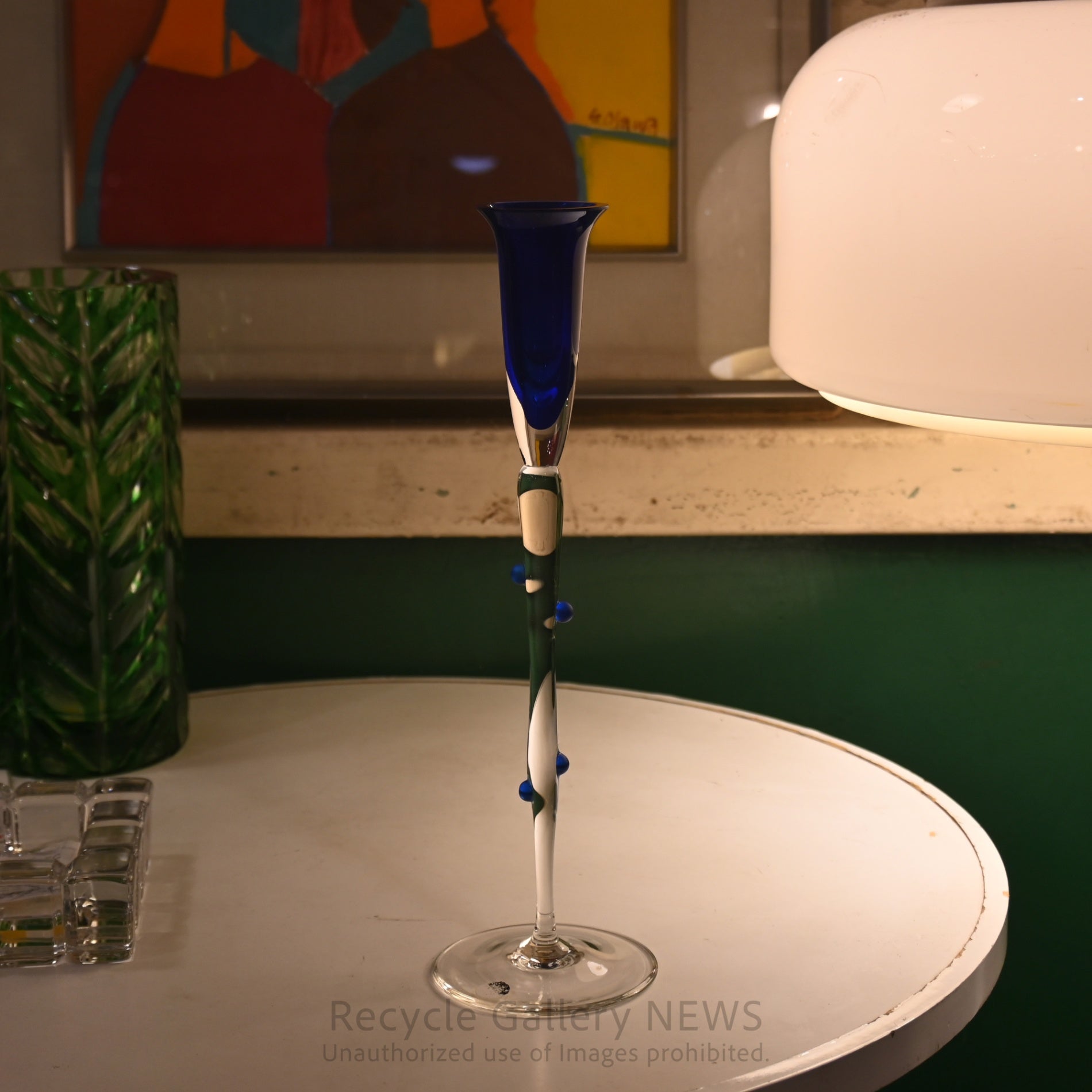 Rosenthal Cobalt Blue Glass Candle Holder Modern Interior / ローゼンタール ガラス キャンドルスタンド 青 ディスプレイ モダンインテリア