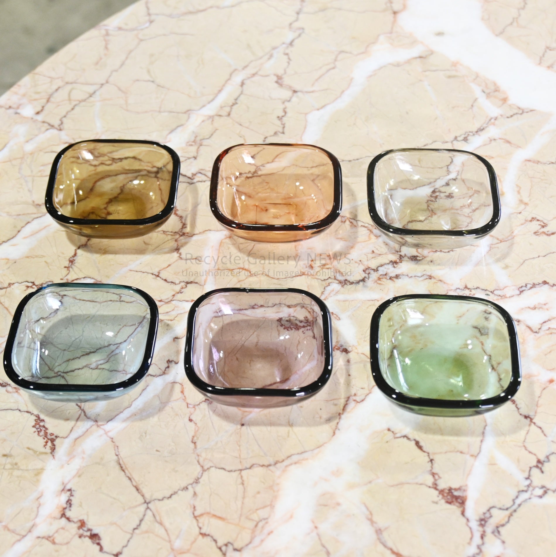 Rare Hoya Glass "Starting Unit series" Set of 6 Plates Japanese Tableware Showa Retro / 保谷硝子 スターティングユニット６点セット  日本 食器 昭和レトロ 希少