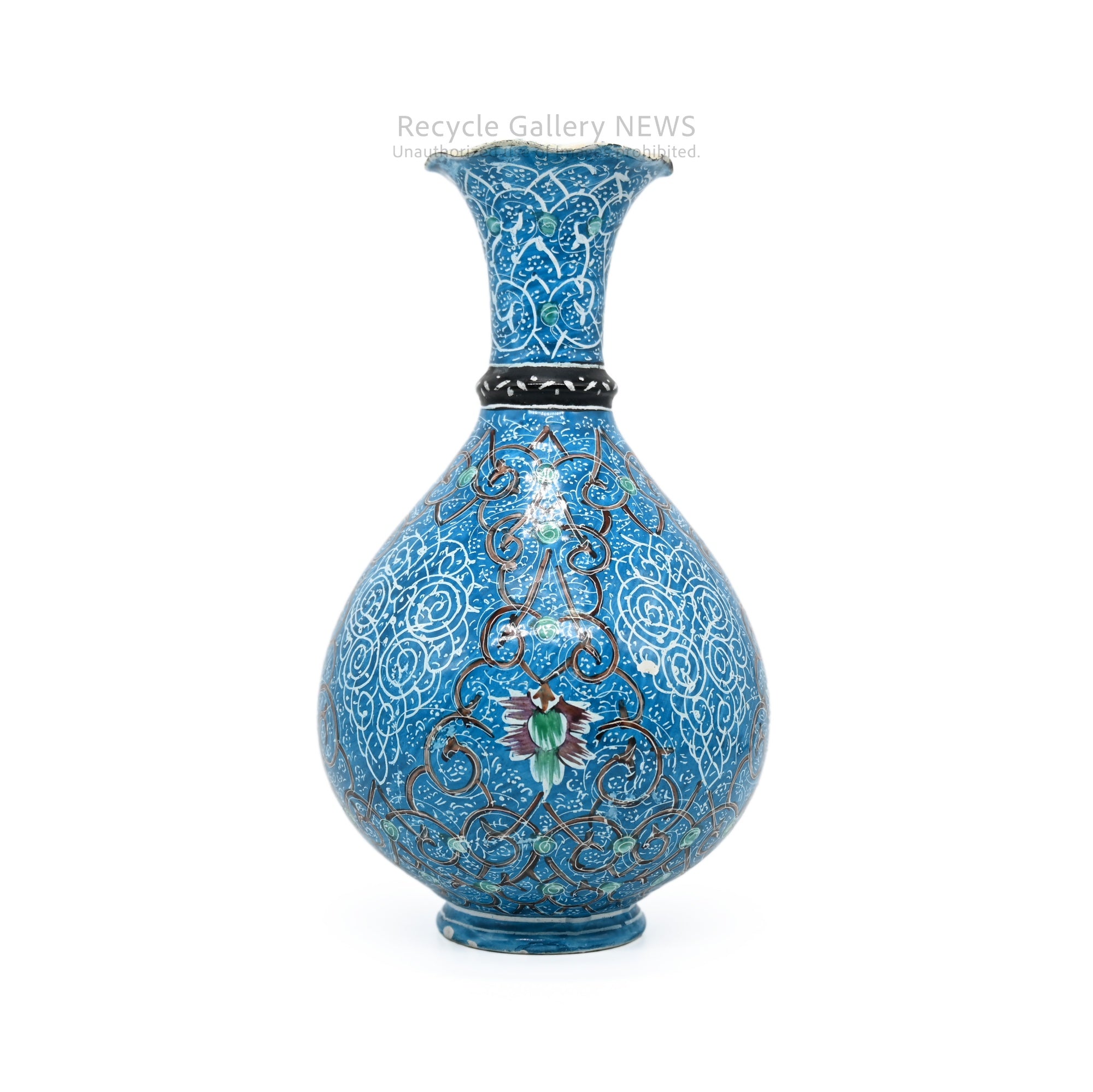 Vintage Oriental Floral Cloisonné Style Bud Vase Blue / 七宝風 唐草文様 花瓶 一輪挿し ターコイズブルー 青 オリエンタル アジアン