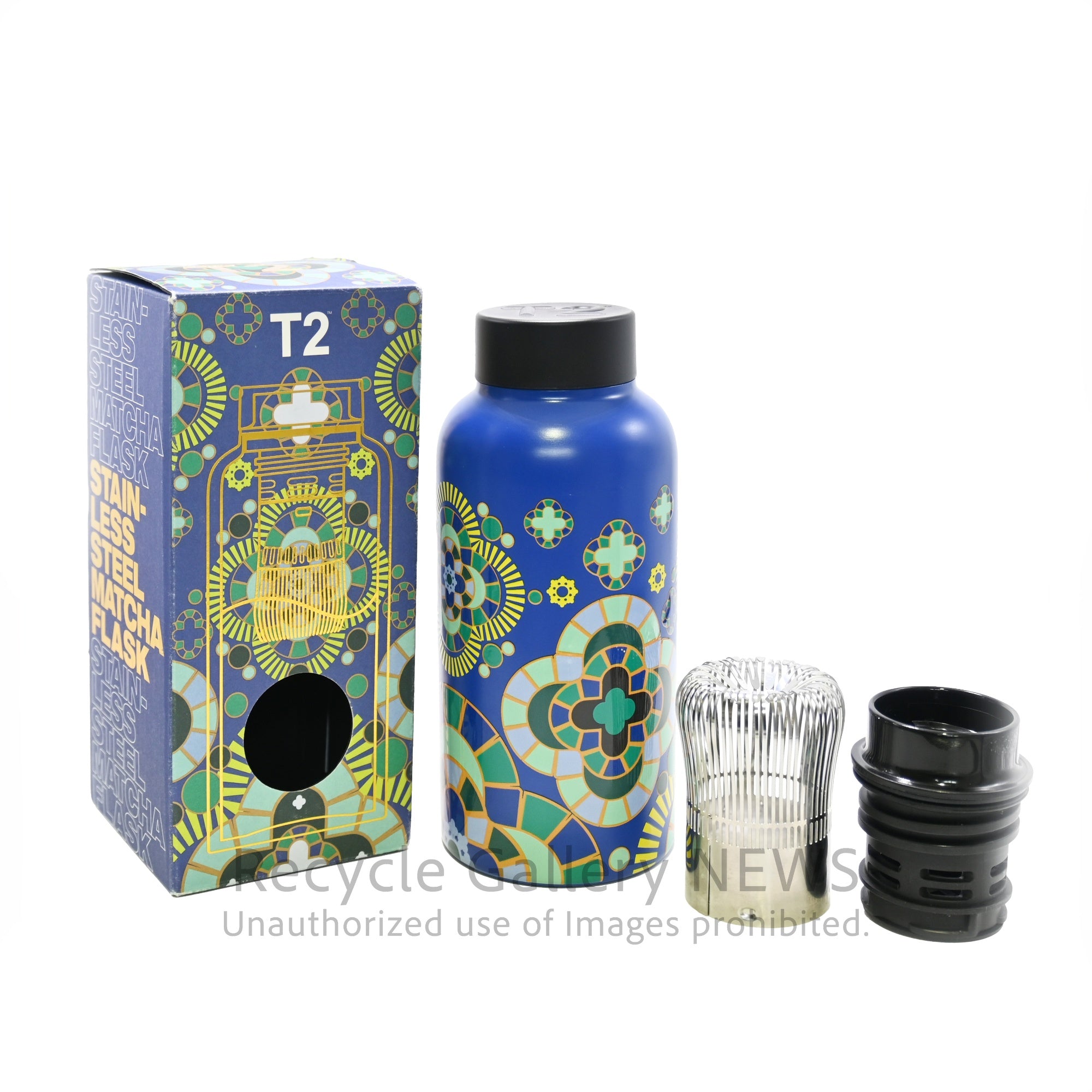 T2 tea Palazzo 300ml Stainless Steel Tumbler with Built-in Tea Strainer Australia / T2 パラッツォ 地中海風タイルデザイン 300ml 茶漉し内蔵 タンブラー ステンレス オーストラリア