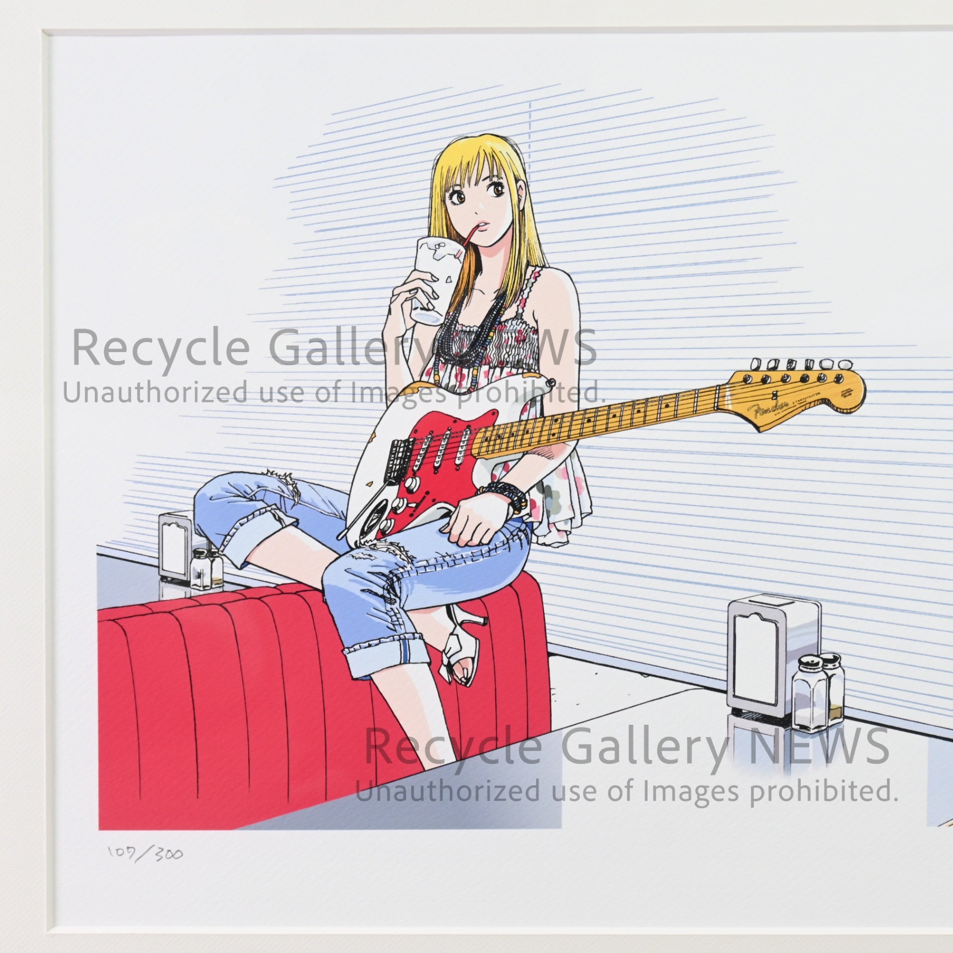 Hisashi Eguchi "Stop!! Hibari-kun! Stratocaster" Lithograph High-Definition Giclée Print Japanese Pop Art / 江口寿史 ”ストップ!!ひばりくん! ストラトキャスター” リトグラフ 高精細ジークレー版画 日本 ポップアート