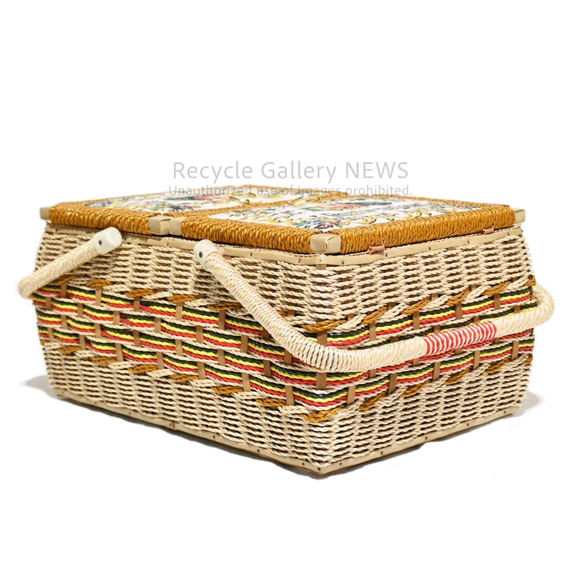 FRUIT OF THE ROOM Sewing Basket Box Retro Embroidery Vintage Unused / フルーツ・オブ・ザ・ルーム 裁縫箱 ソーイングバスケット レトロ 刺繍 ヴィンテージ 未使用 新古品