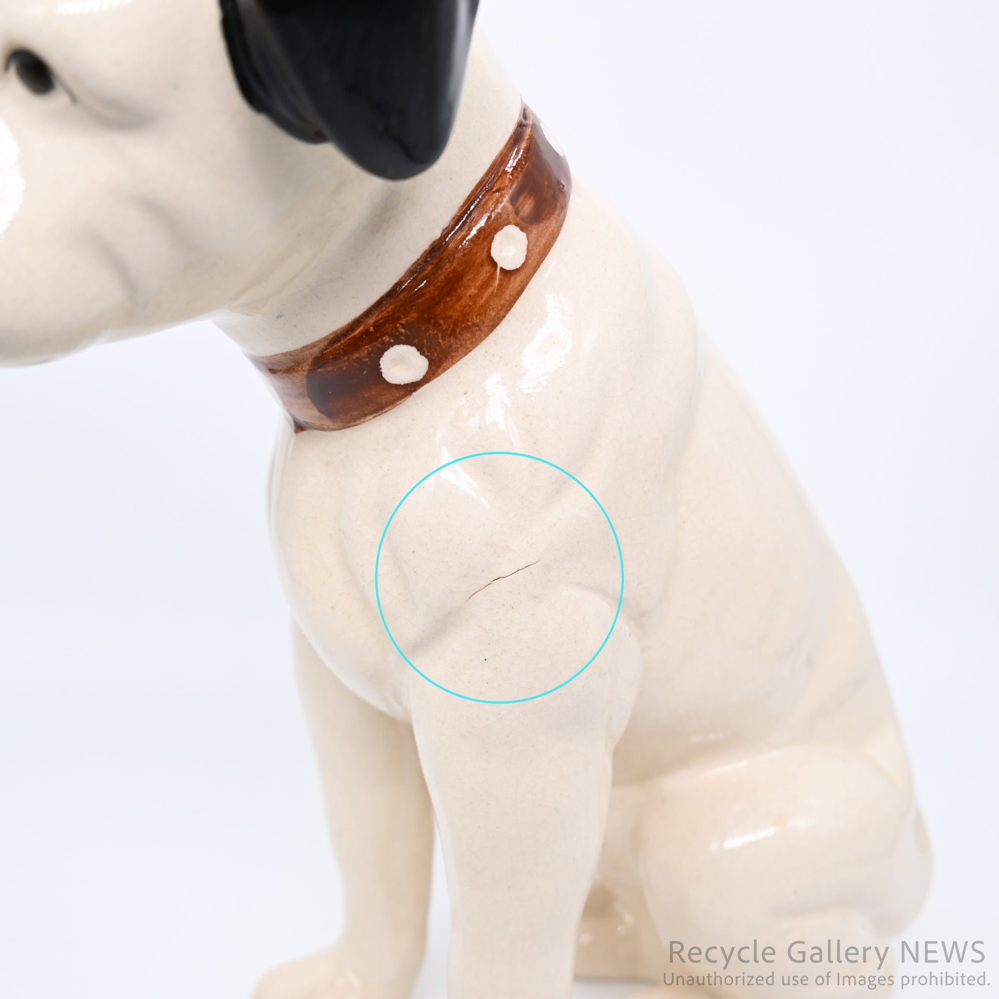 His Master's Voice "Nipper" Vintage Ceramic Dog Figurine Ornament Victor White /『主人の声』ビクター犬 ニッパー 陶器フィギュリン オブジェ 犬の置物 オーディオ レトロ 白
