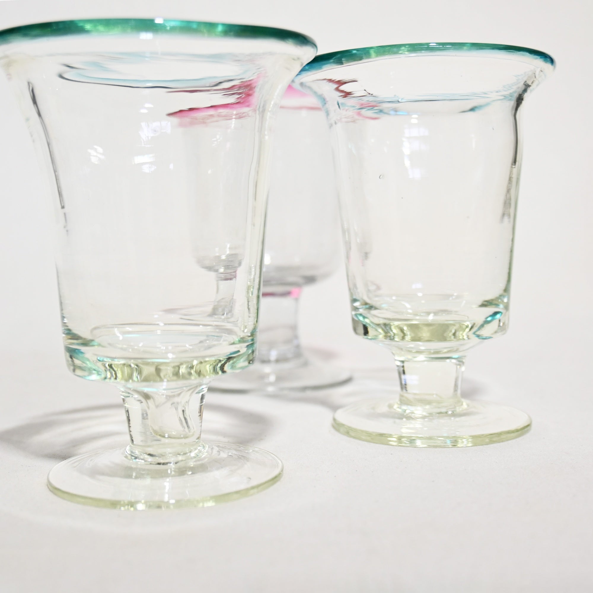 Vintage Japanese Blown glass Blue&Clear Ice Cup Parfait Glass / ヴィンテージ 和ガラス 吹きガラス 青＆透明 氷コップ パフェグラス