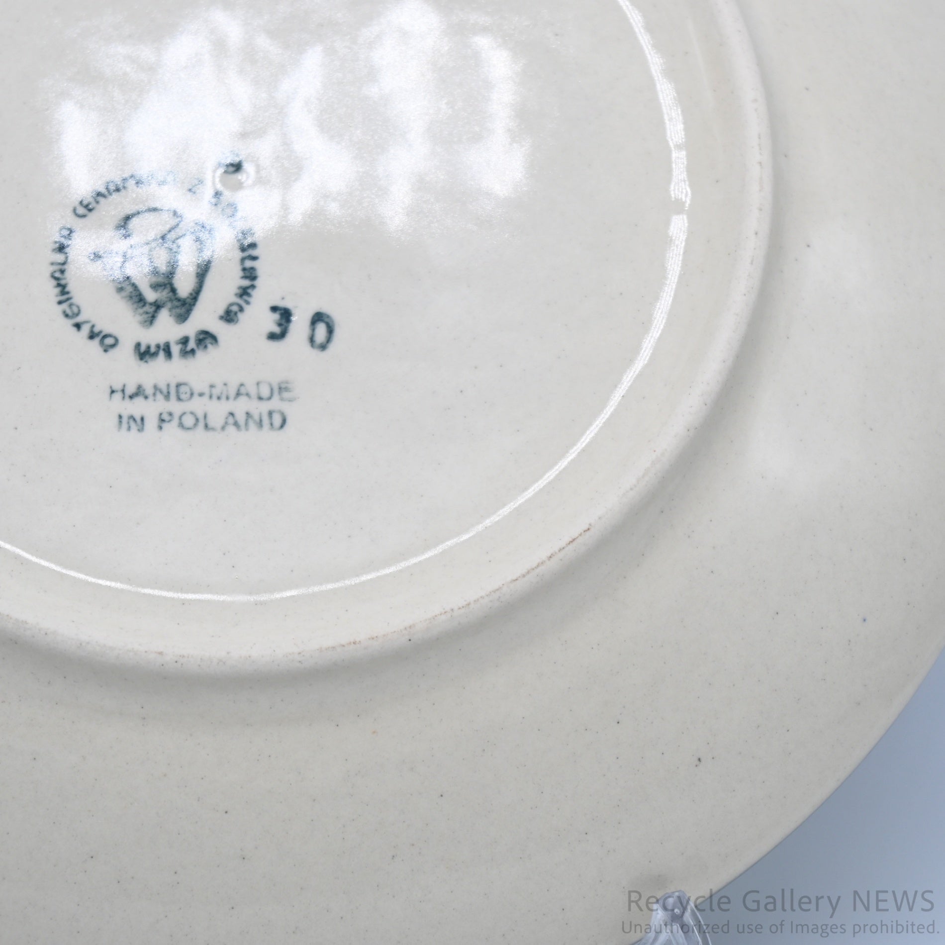 WIZA Handmade Bolesławiec Polish Pottery Floral Plate Blue Green / ウィザ社 ポーリッシュポタリー 皿 プレート 青 緑 花柄 ハンドメイド ポーランド陶器