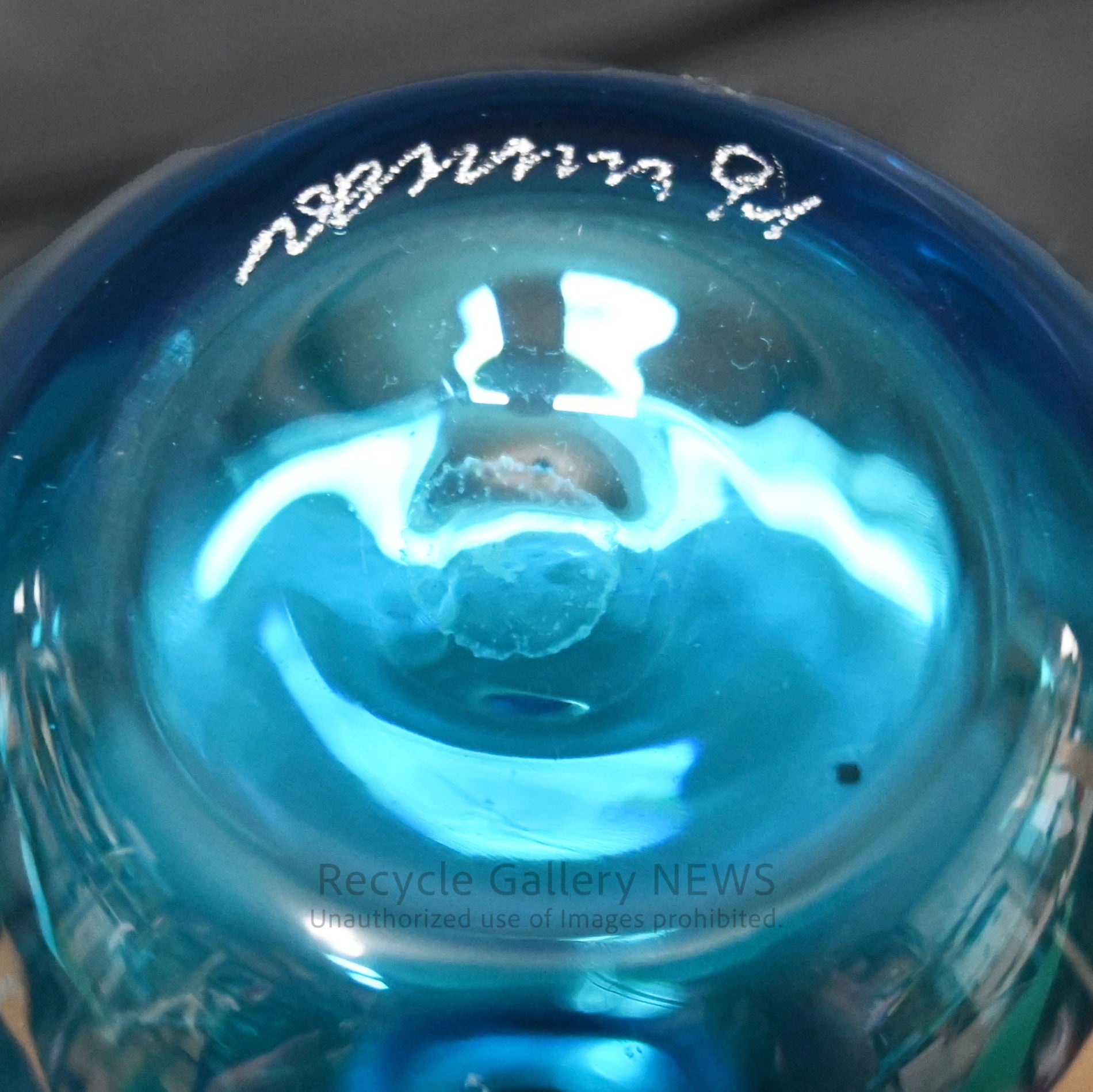 MURANO VENINI MONOFORINI Perfume Bottle Italia Blue Glass Art Piece / ムラノガラス ヴィニーニ社 香水瓶 イタリア モノフォリーニ 青色 アートピース