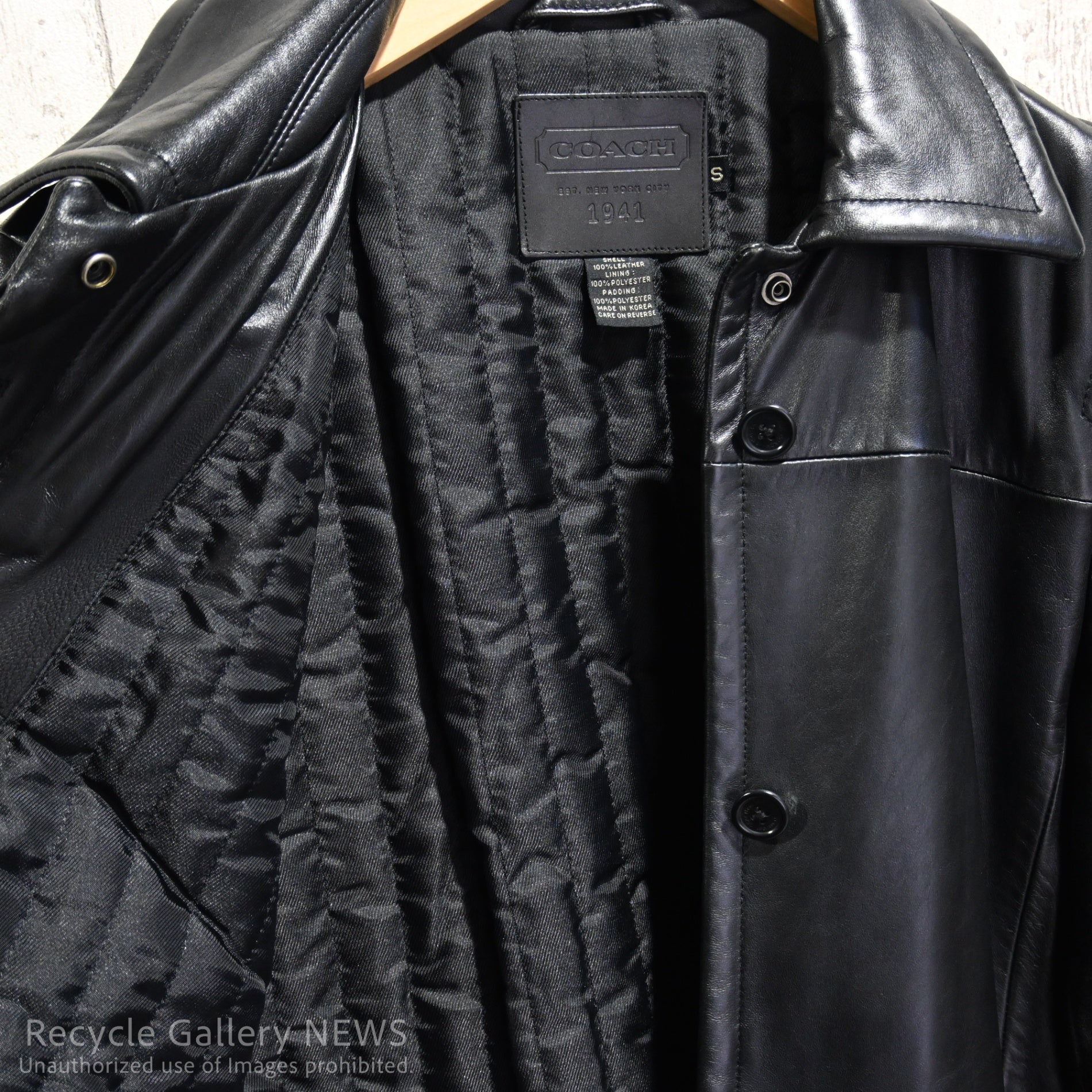 COACH Black Leather Car Coat Lambskin / コーチ ラムレザー カーコート 黒