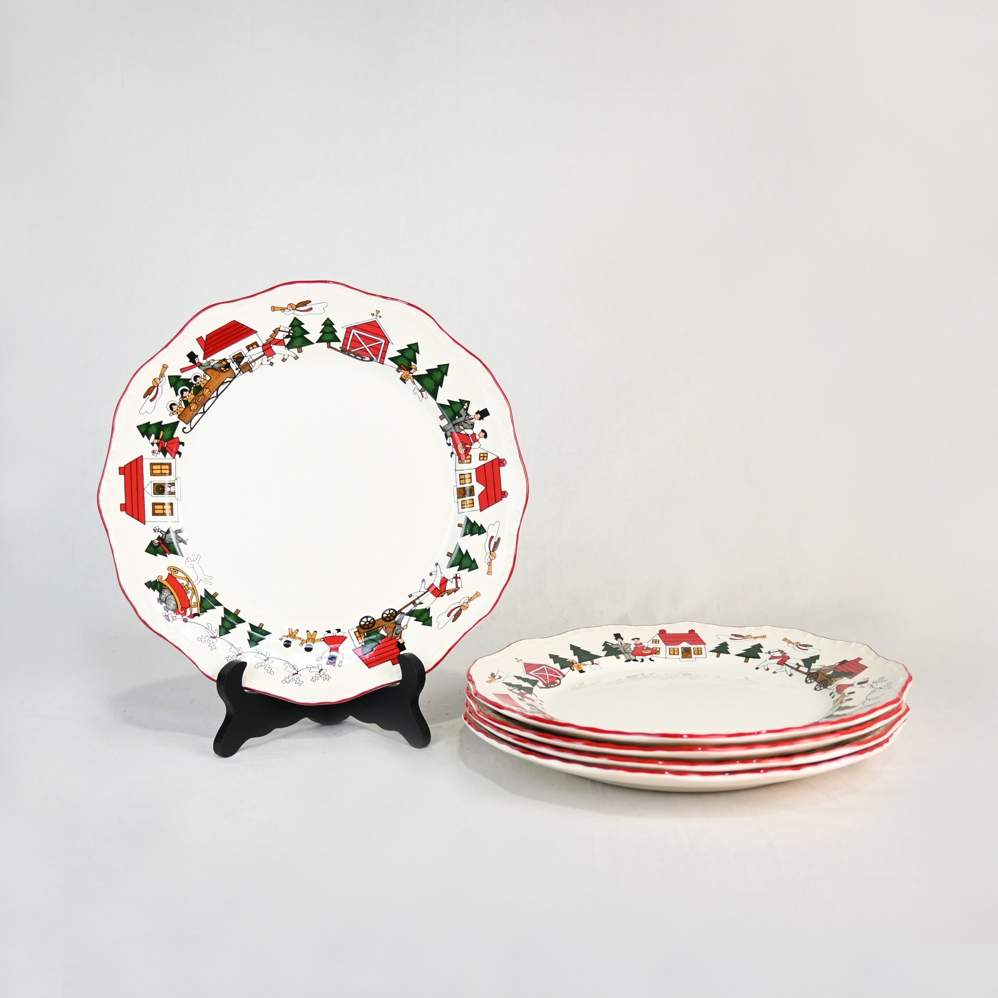 MASON'S IRONSTONE Christmas village Plate 3-size UK Vintage / メイソンズアイアンストーン クリスマスヴィレッジ プレート3サイズ各種 英国ヴィンテージ