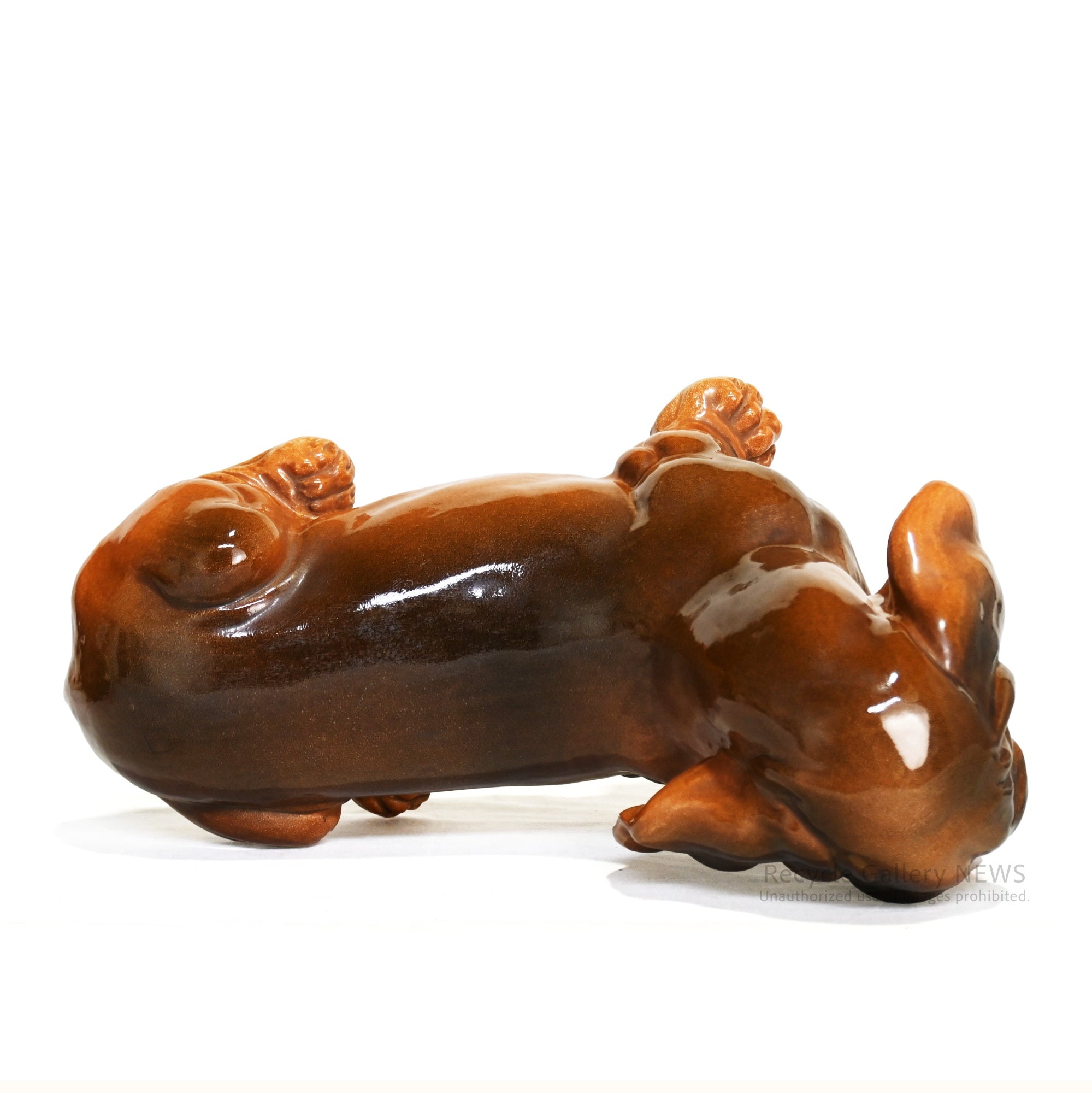 Large ceramic Dachshund figurine 38cm wide Dog Object / 大きなダックスフンドの陶器人形 ワイド約38cm 犬 置物 オブジェ