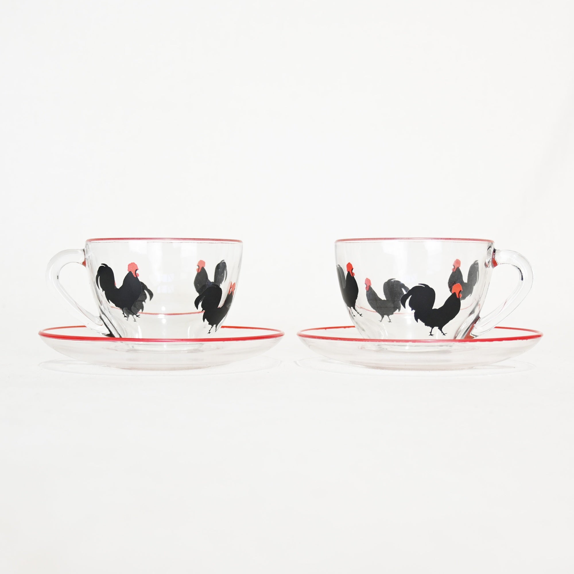 Arcoroc Rooster Pattern Cup & Saucer French Vintage / アルコロック