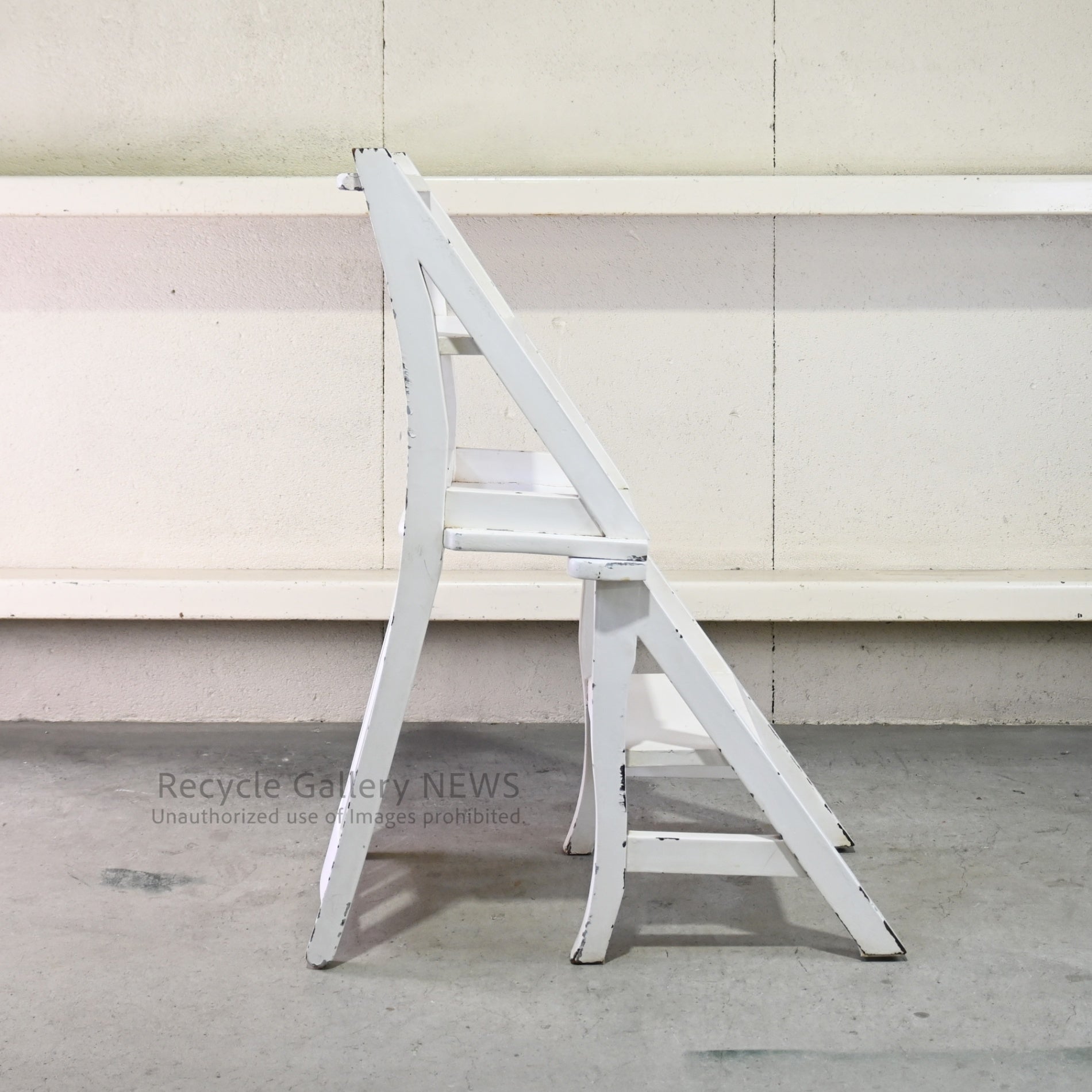 Vintage Foldable Library Step Chair White / ヴィンテージ 折りたたみ ライブラリー ステップ チェア 白