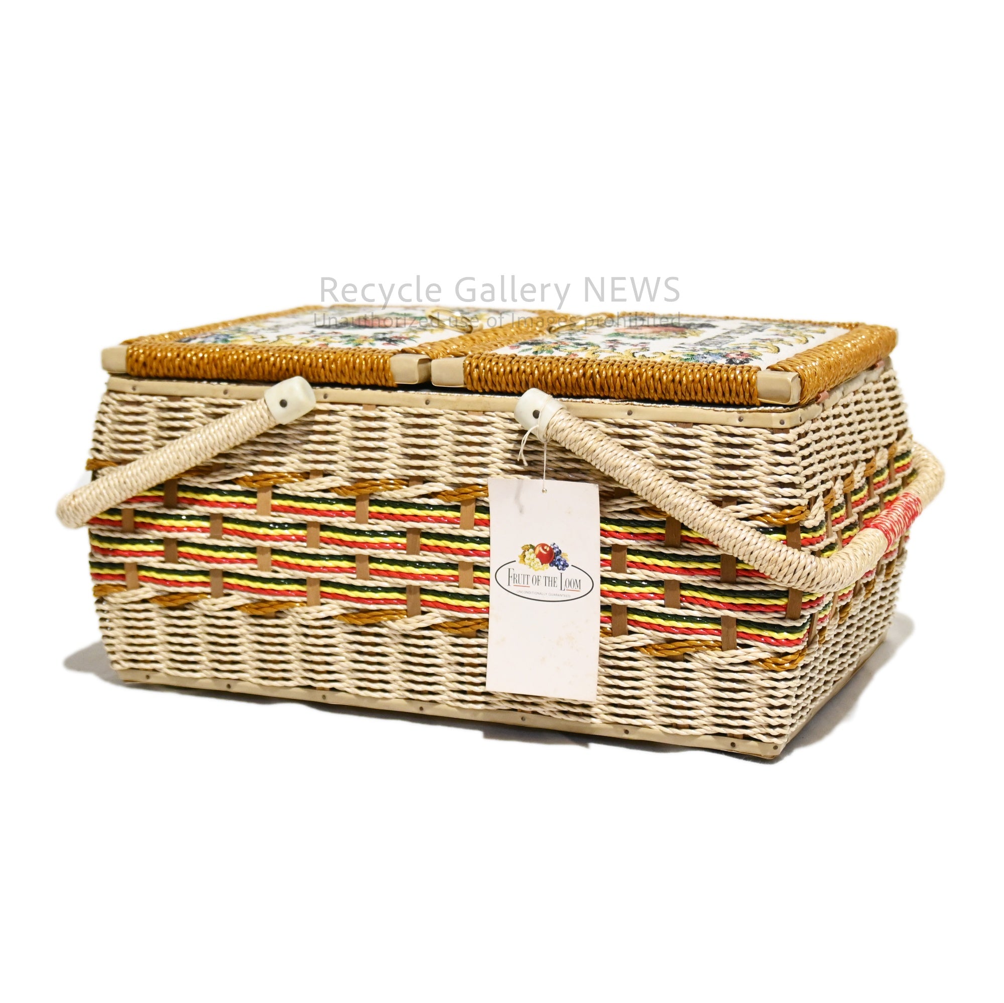 FRUIT OF THE ROOM Sewing Basket Box Retro Embroidery Vintage Unused / フルーツ・オブ・ザ・ルーム 裁縫箱 ソーイングバスケット レトロ 刺繍 ヴィンテージ 未使用 新古品