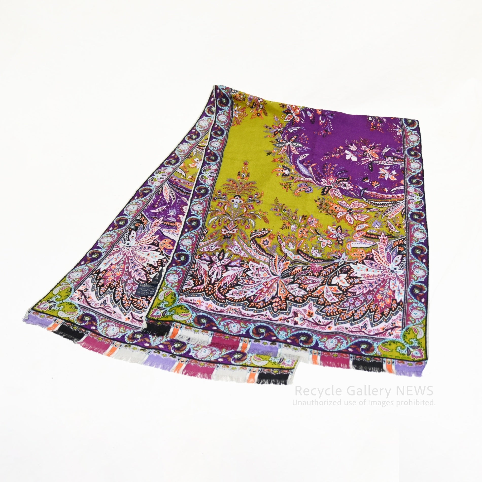 ETRO Paisley Print Silk and Cashmere Shawl Scarf Stole Italia / エトロ プリント シルク＆カシミア ショール ペイズリー柄 スカーフ ストール イタリア