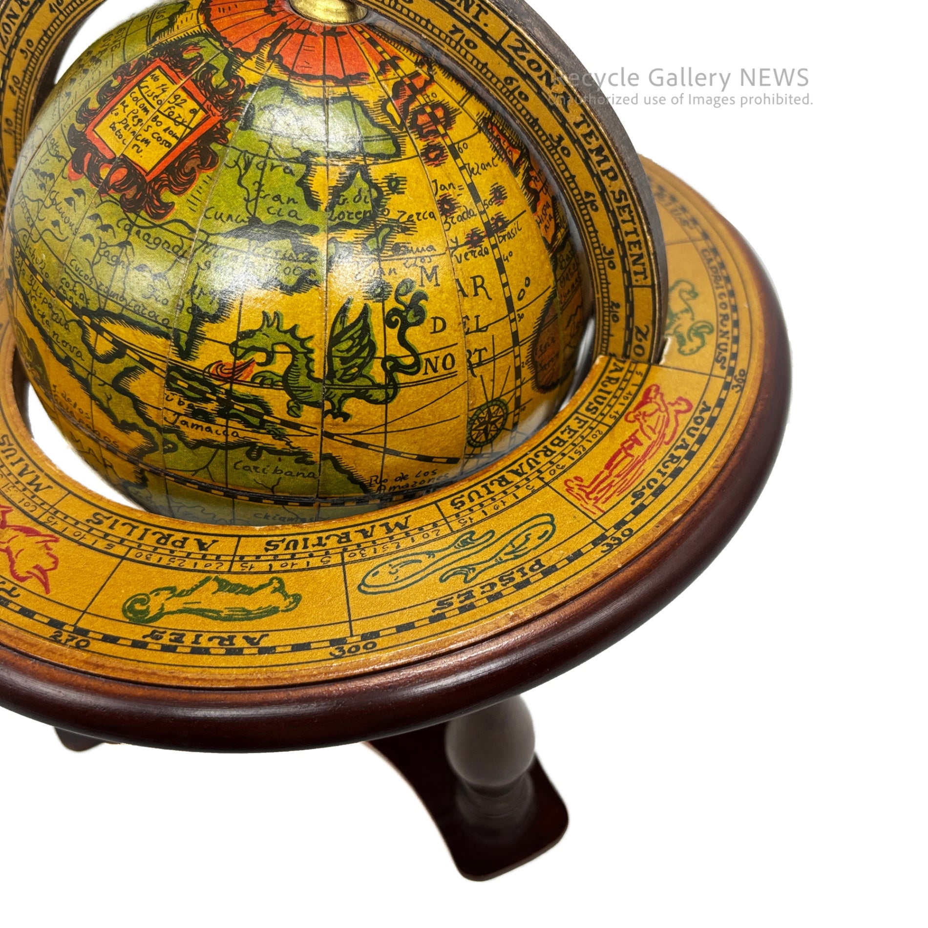 Antique-style globe featuring the twelve signs of the Zodiac Italy / アンティーク地球儀 黄道十二星座 イタリア製