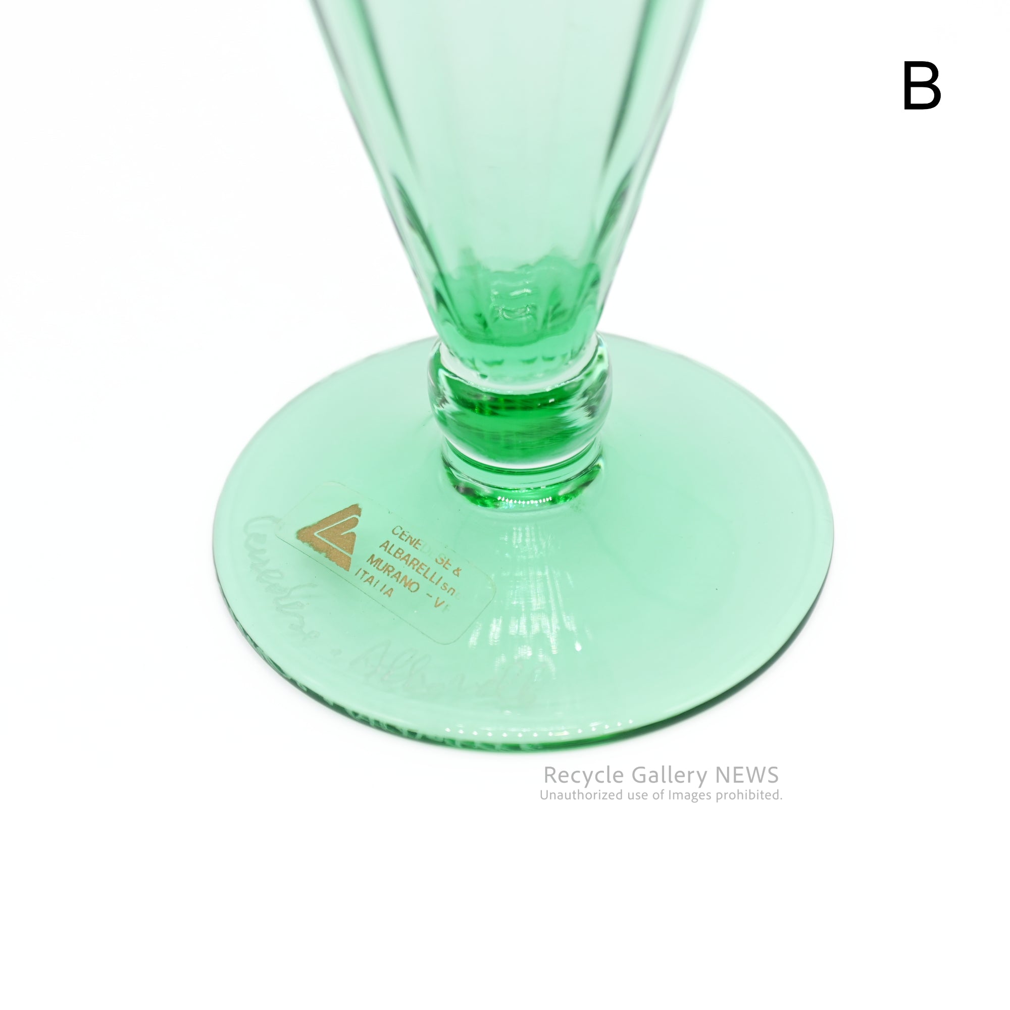 Cenedese & Albarelli Murano glass Light green 2-Size Venetian glass Italian vintage / チェネデーゼ＆アルバレッリ ムラーノガラス 薄緑グラス ヴェネチアングラス イタリアンヴィンテージ