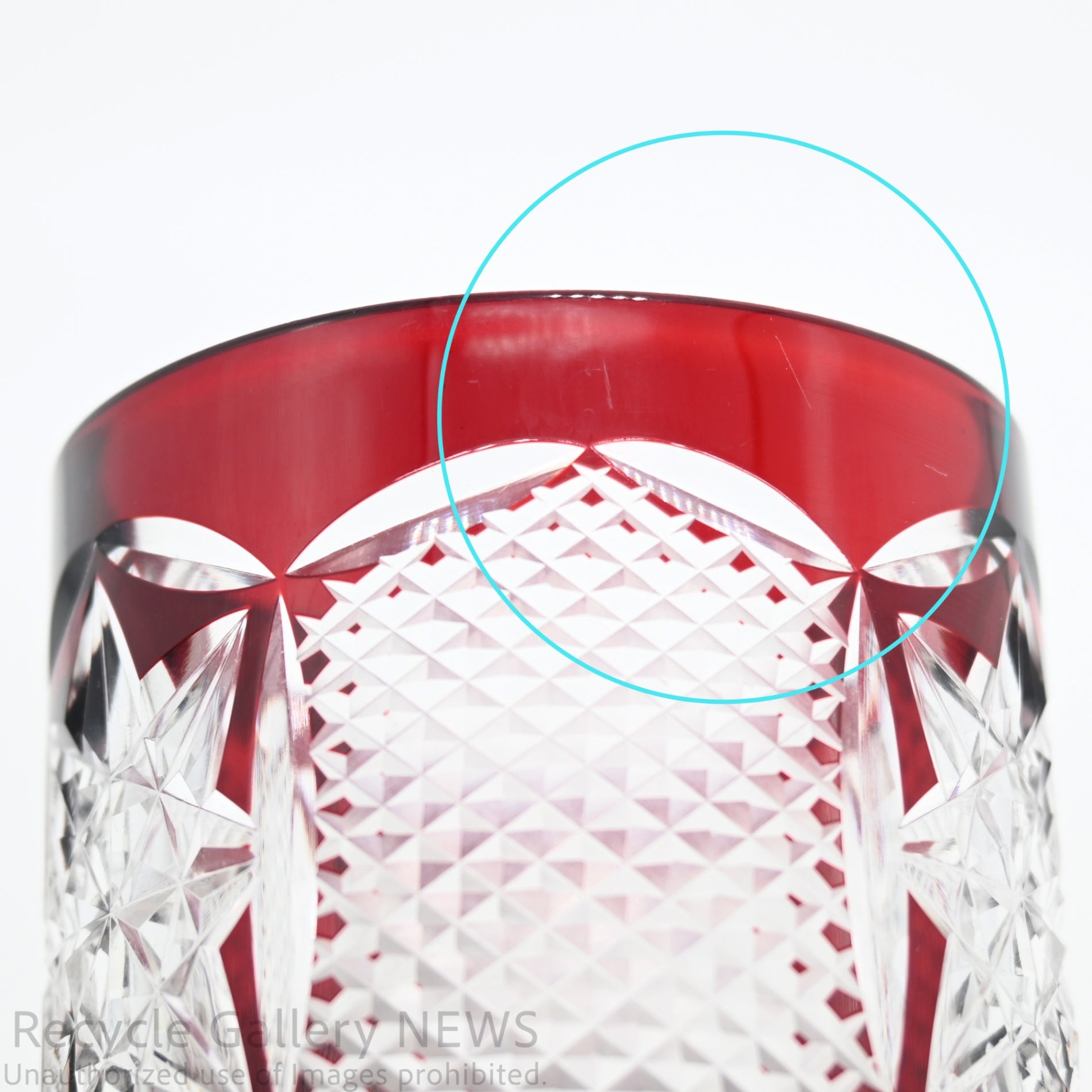 GAKUMO Edo Kiriko Yabe Glass Studio Cut Glass Rocks Glass Red Sake Ware Modern Japanese Craft / 江戸切子 岳茂 ロックグラス 矢部硝子工芸 被せ切子 赤 和モダン