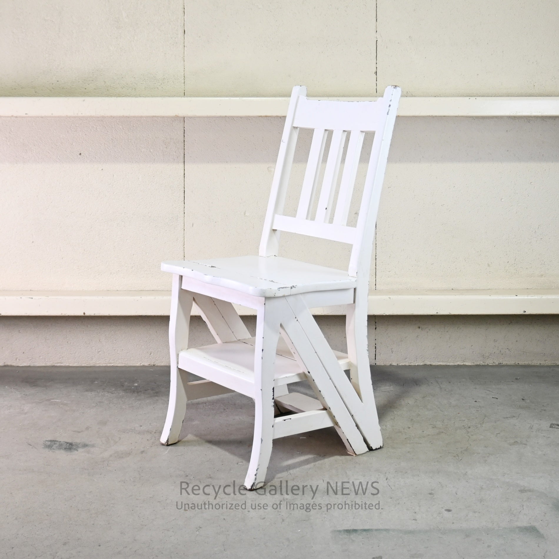 Vintage Foldable Library Step Chair White / ヴィンテージ 折りたたみ ライブラリー ステップ チェア 白