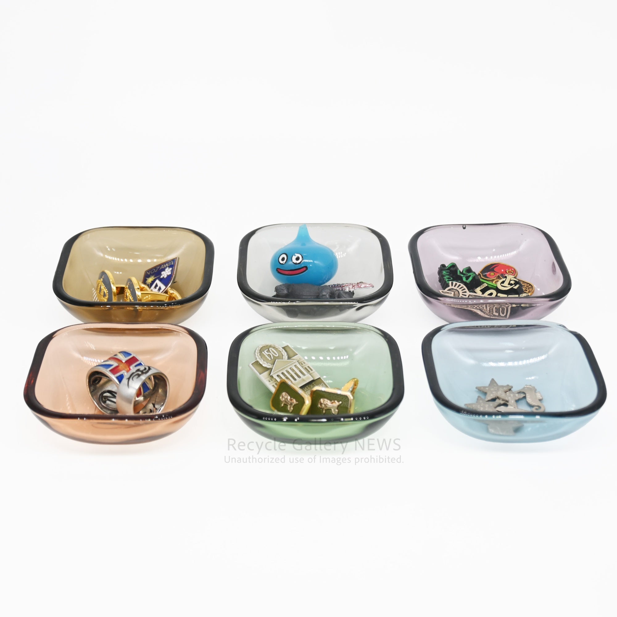 Rare Hoya Glass "Starting Unit series" Set of 6 Plates Japanese Tableware Showa Retro / 保谷硝子 スターティングユニット６点セット  日本 食器 昭和レトロ 希少