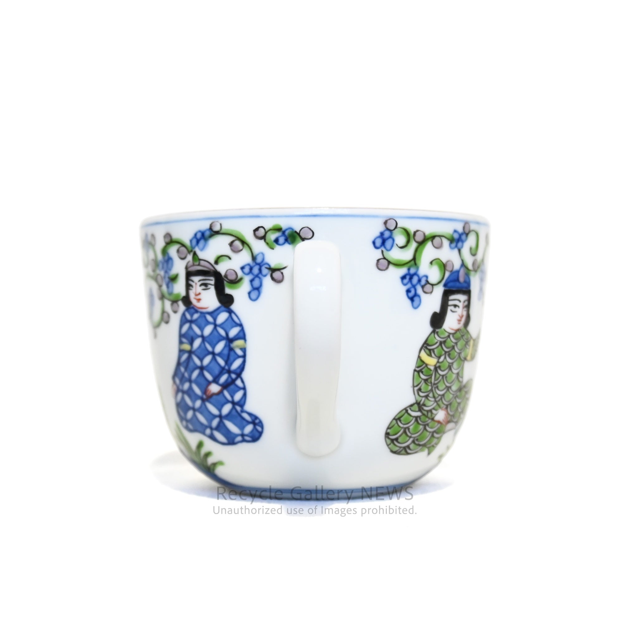 源右衛門 染綿 ミナイ手樹下美人 カップ＆ソーサー エナメル / Genemon Kiln Somenishiki Minai-te Lady Under a Tree Cup and saucer Enamel