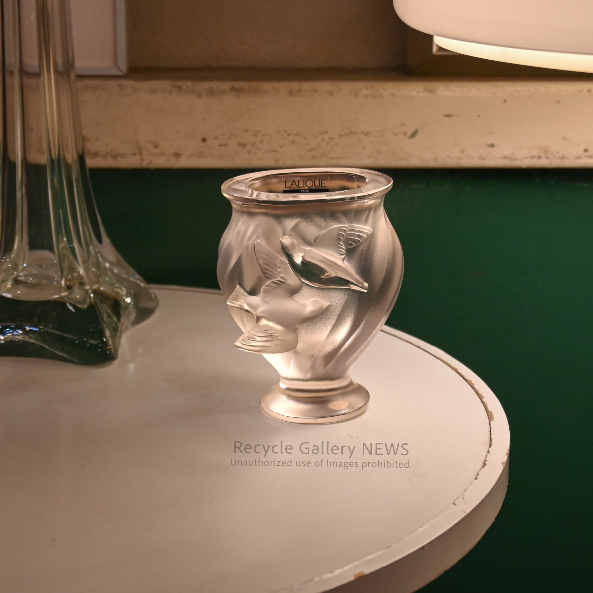 French Crystal Glass [LALIQUE ROSINE VASE] 50’s "Sculpture of Light" Artisan Craftsmanship / ラリック ロジーヌ ベース 50年代  フランス クリスタルガラス 光の彫刻 職人技