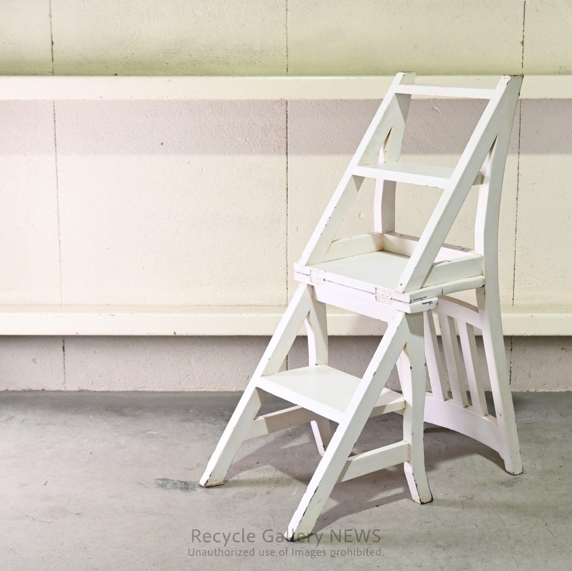 Vintage Foldable Library Step Chair White / ヴィンテージ 折りたたみ ライブラリー ステップ チェア 白